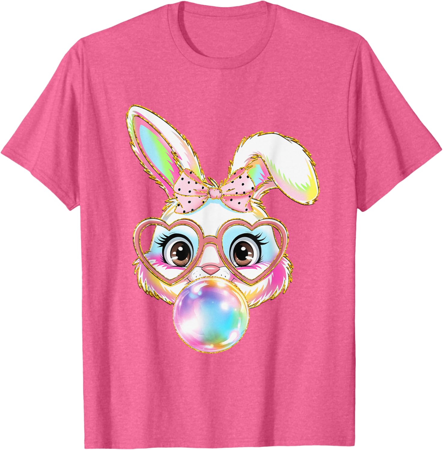 Cute Bunny Rabbit Blowing Bubble Easter Bunny Coquette Bow T-Shirt