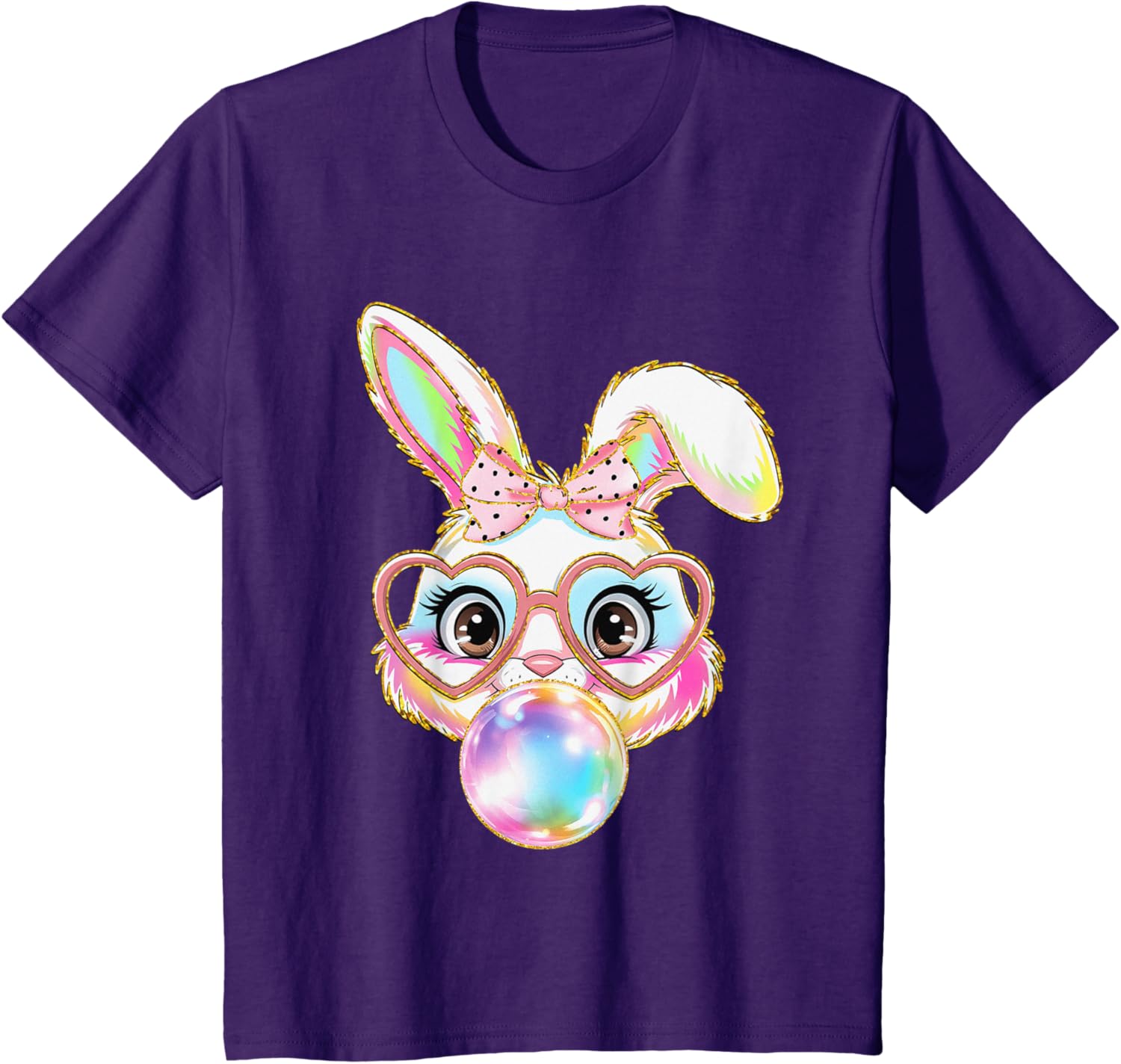 Cute Bunny Rabbit Blowing Bubble Easter Bunny Coquette Bow T-Shirt