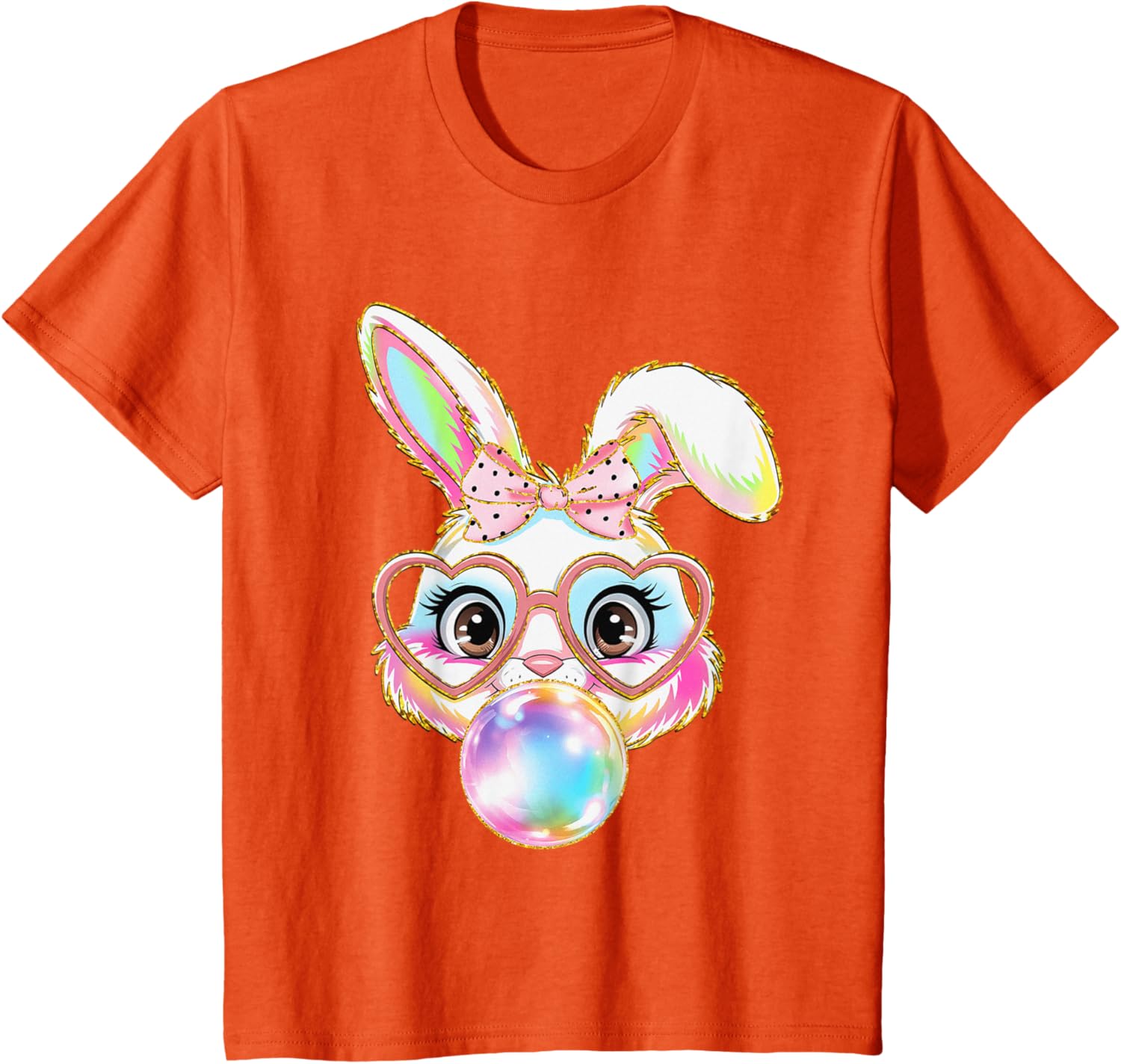 Cute Bunny Rabbit Blowing Bubble Easter Bunny Coquette Bow T-Shirt