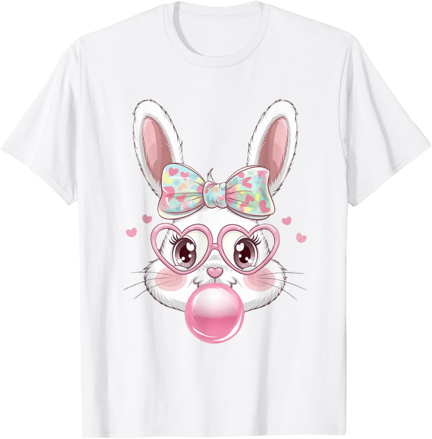 Cute Bunny Rabbit Blowing Bubble Easter Bunny Coquette Bow T-Shirt