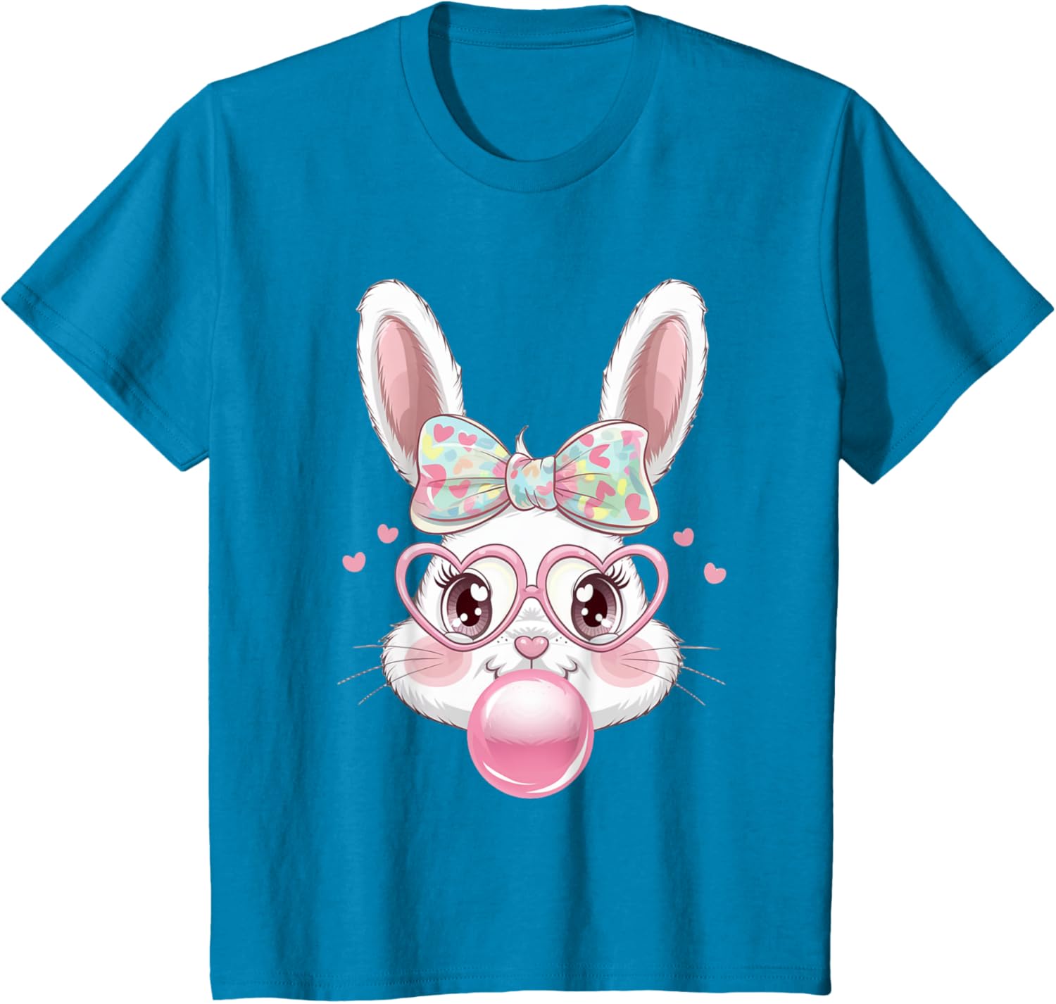 Cute Bunny Rabbit Blowing Bubble Easter Bunny Coquette Bow T-Shirt