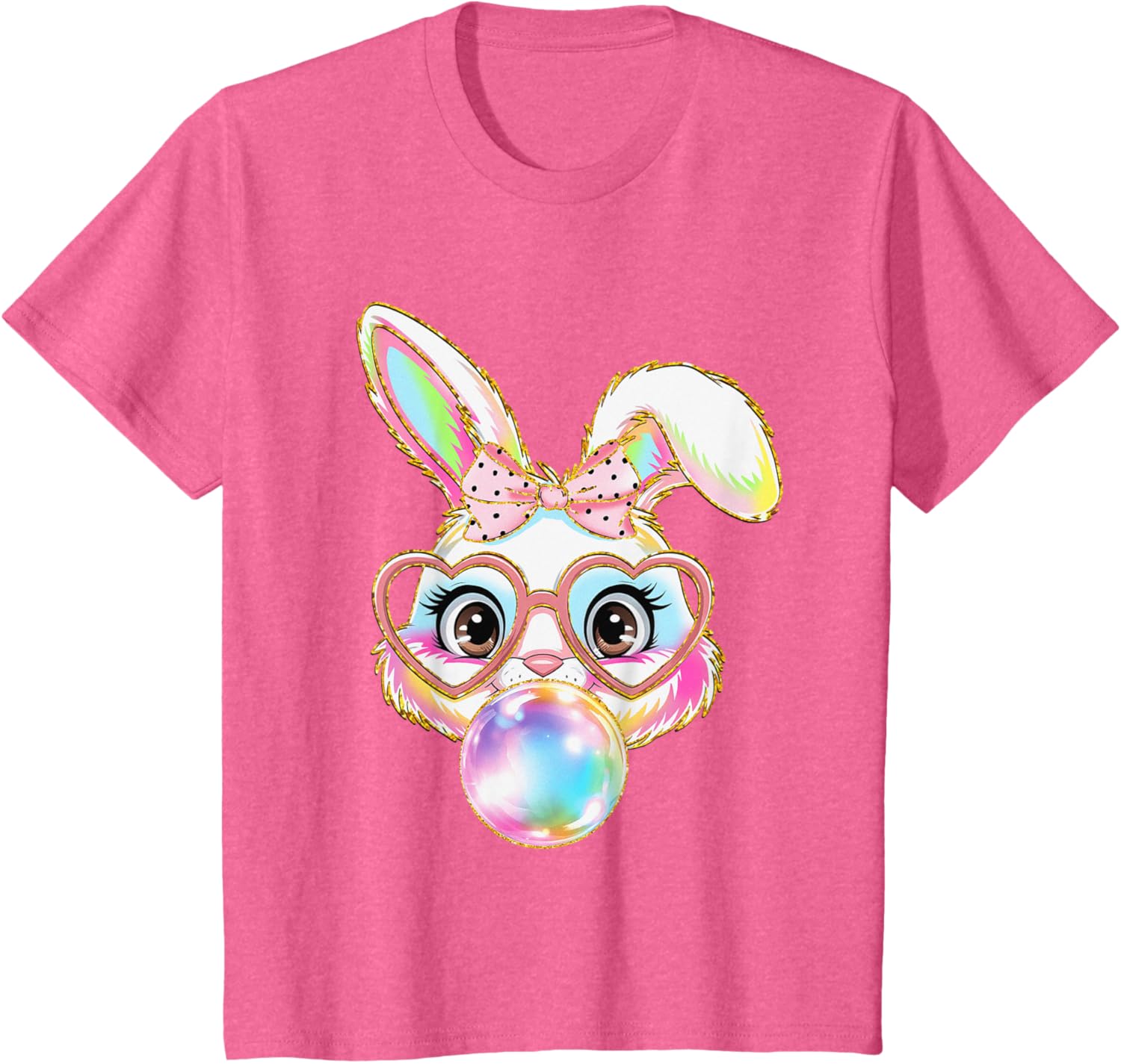 Cute Bunny Rabbit Blowing Bubble Easter Bunny Coquette Bow T-Shirt