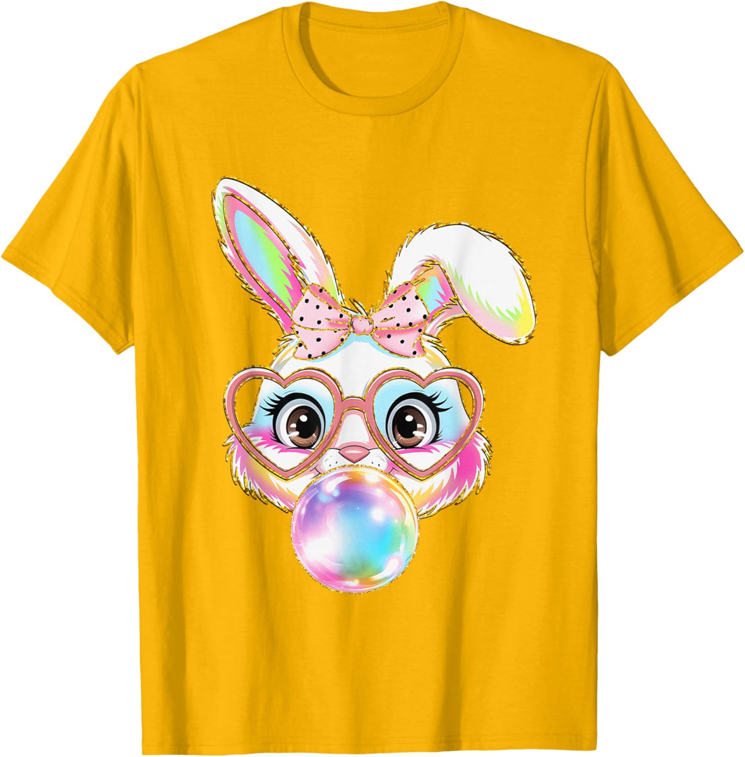 Cute Bunny Rabbit Blowing Bubble Easter Bunny Coquette Bow T-Shirt