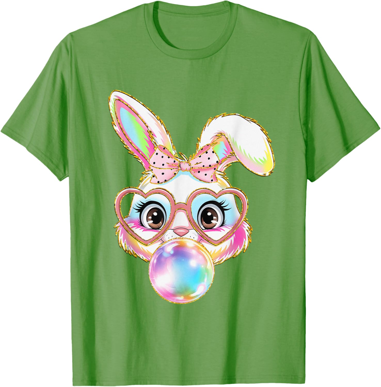 Cute Bunny Rabbit Blowing Bubble Easter Bunny Coquette Bow T-Shirt