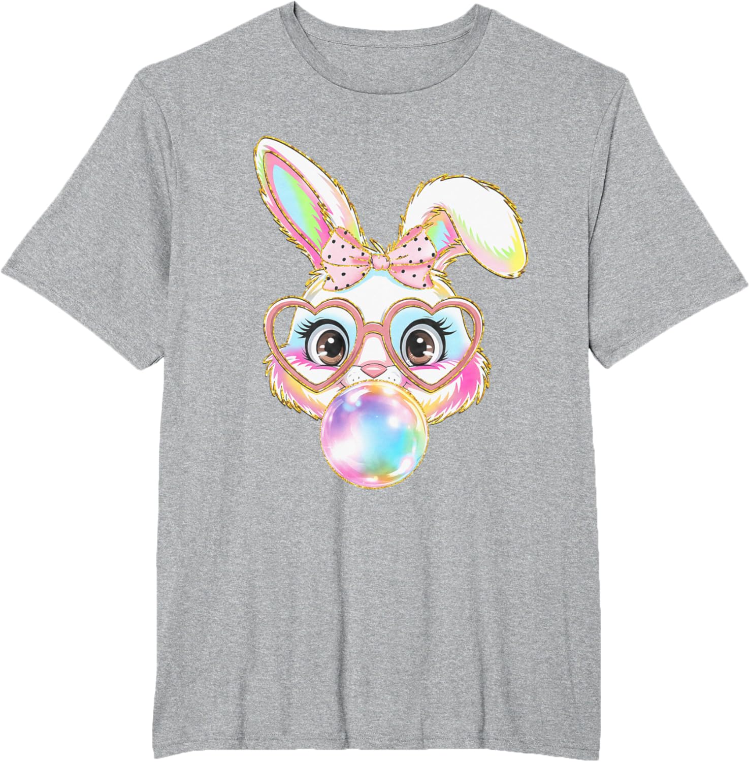 Cute Bunny Rabbit Blowing Bubble Easter Bunny Coquette Bow T-Shirt