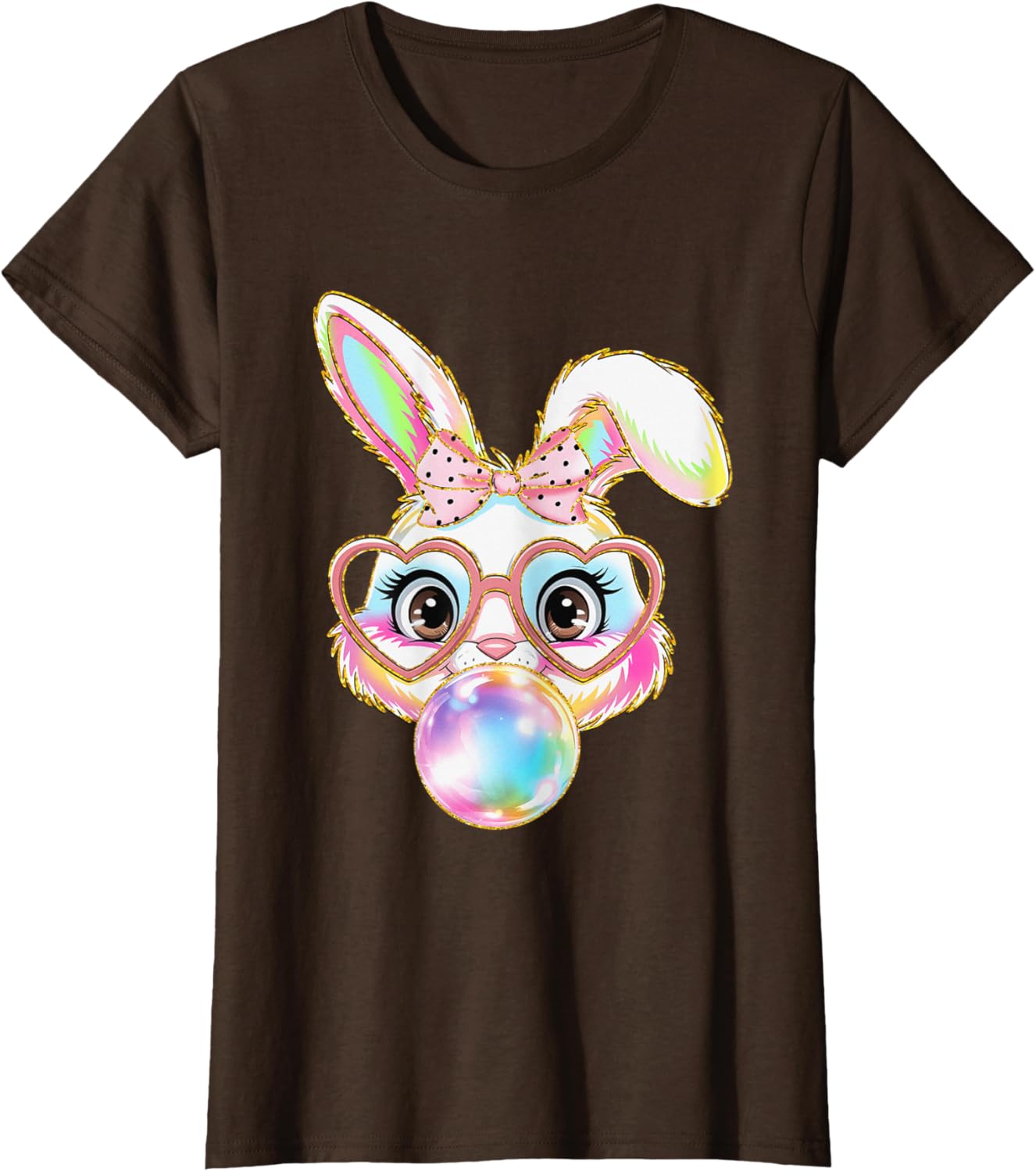 Cute Bunny Rabbit Blowing Bubble Easter Bunny Coquette Bow T-Shirt