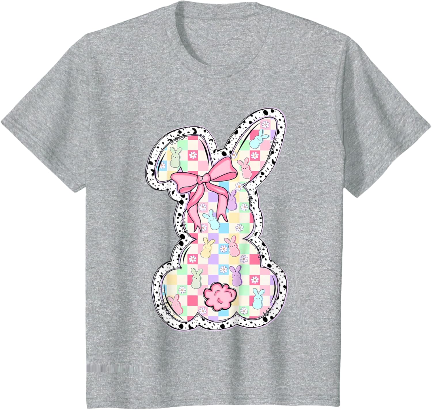 Cute Bunny Rabbit Coquette Bow Dot Happy Easter Day Girl T-Shirt