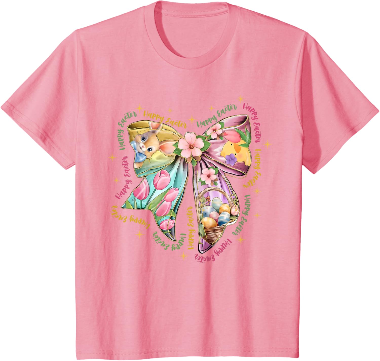 Cute Bunny Rabbit Coquette Bow Happy Easter Day Women Girls T-Shirt