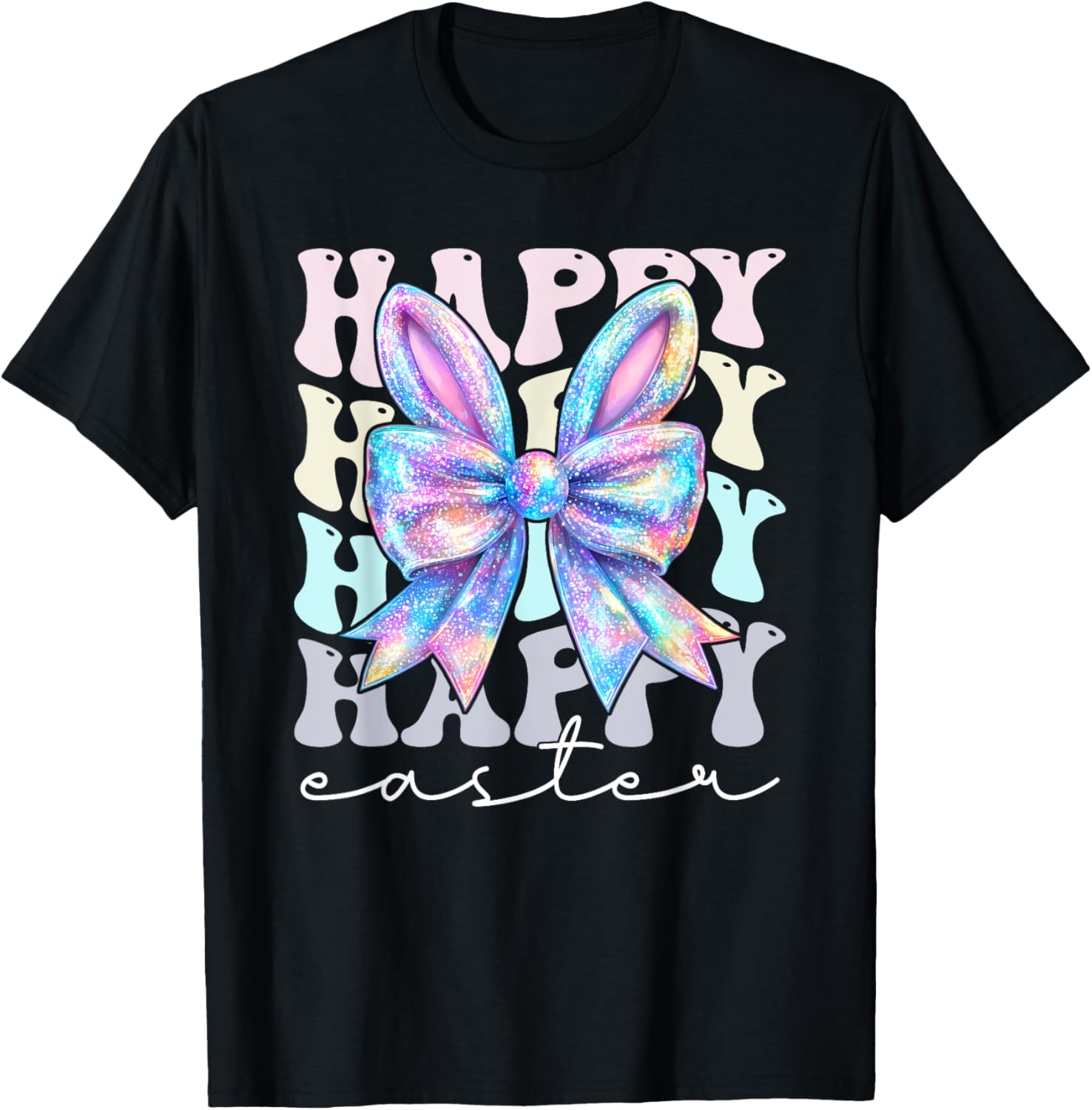 Cute Bunny Rabbit Coquette Bow Happy Easter Day Women Girls T-Shirt