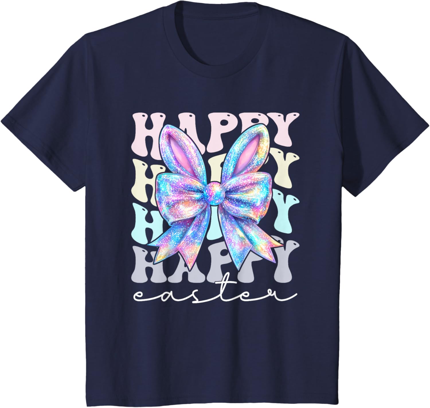 Cute Bunny Rabbit Coquette Bow Happy Easter Day Women Girls T-Shirt