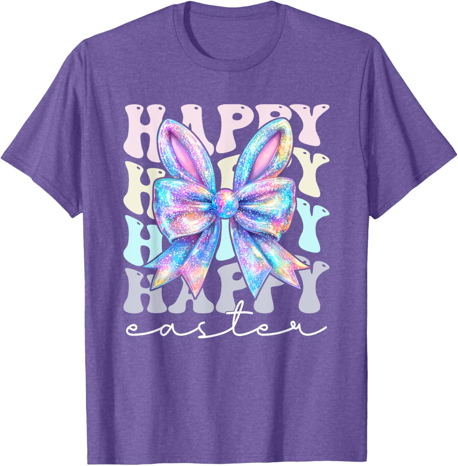 Cute Bunny Rabbit Coquette Bow Happy Easter Day Women Girls T-Shirt