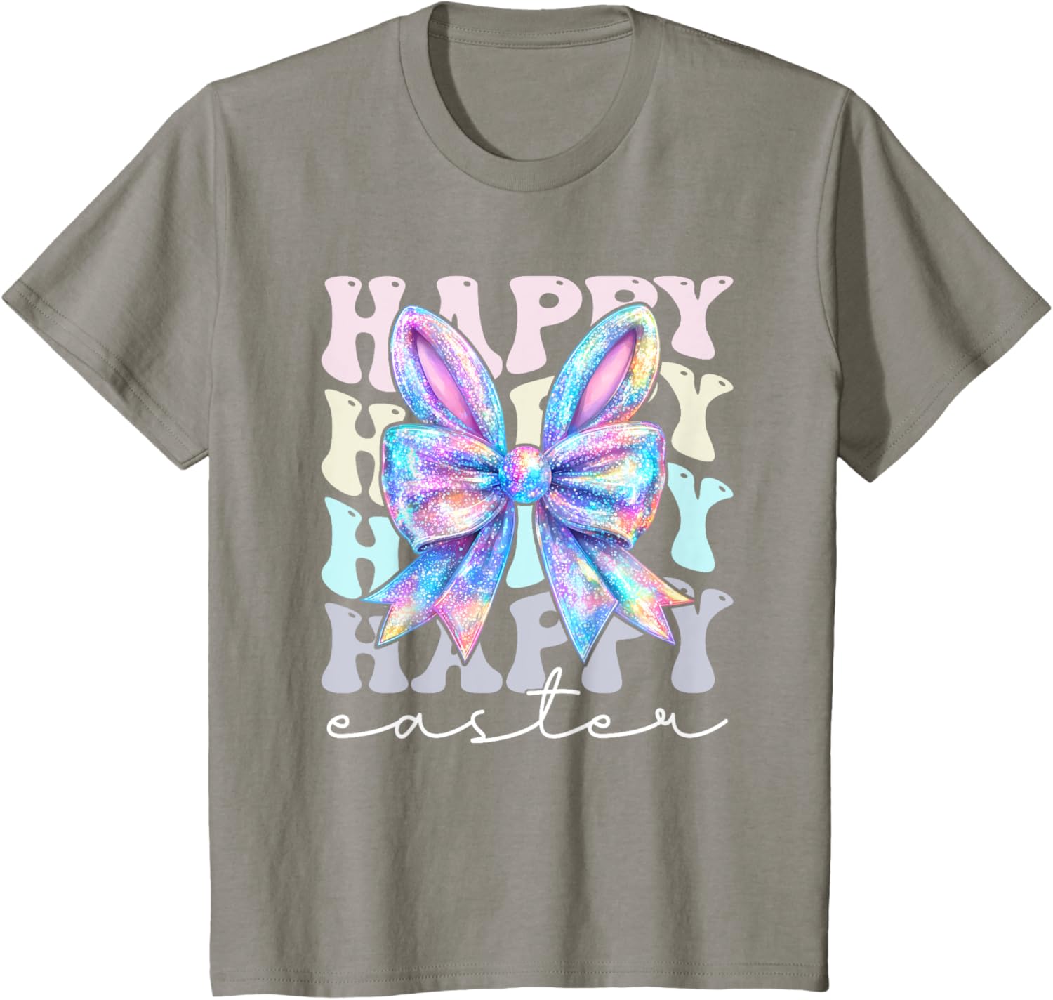 Cute Bunny Rabbit Coquette Bow Happy Easter Day Women Girls T-Shirt