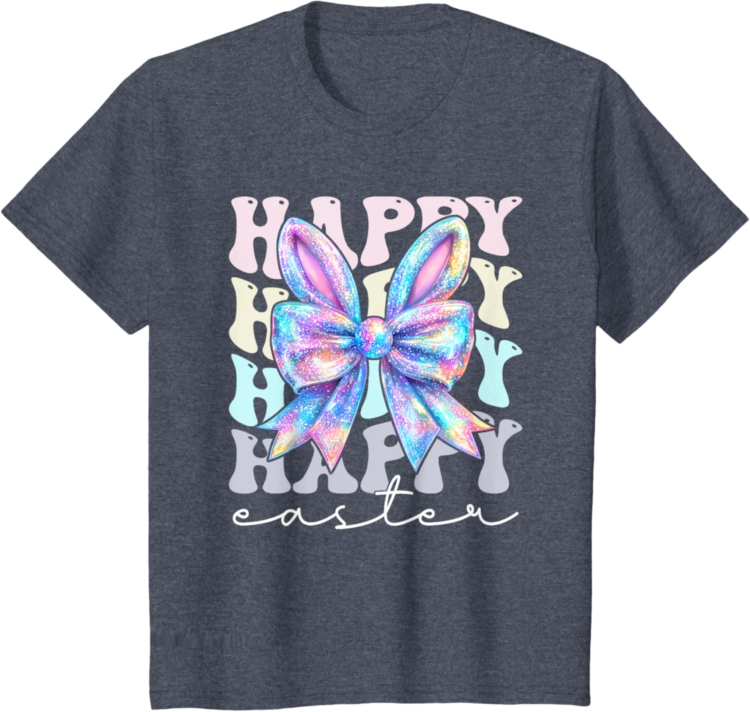 Cute Bunny Rabbit Coquette Bow Happy Easter Day Women Girls T-Shirt