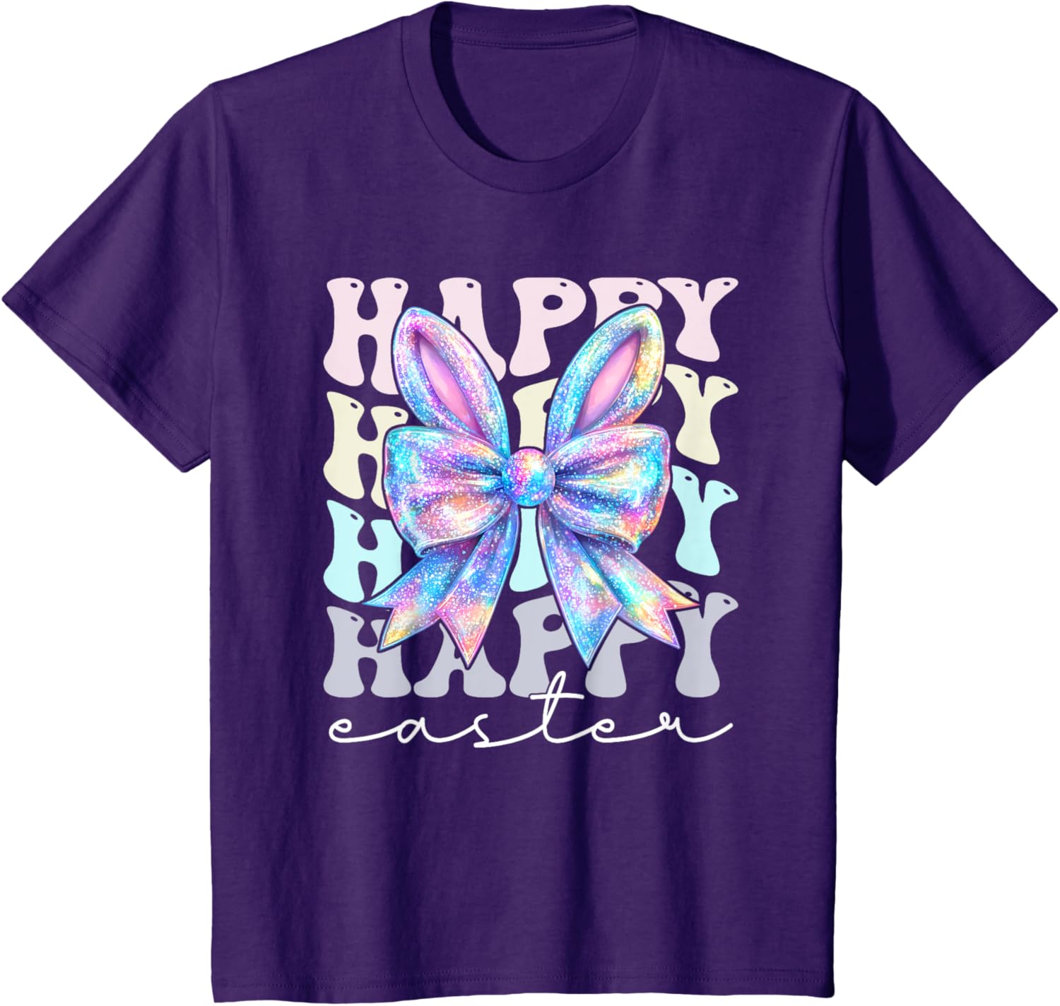 Cute Bunny Rabbit Coquette Bow Happy Easter Day Women Girls T-Shirt