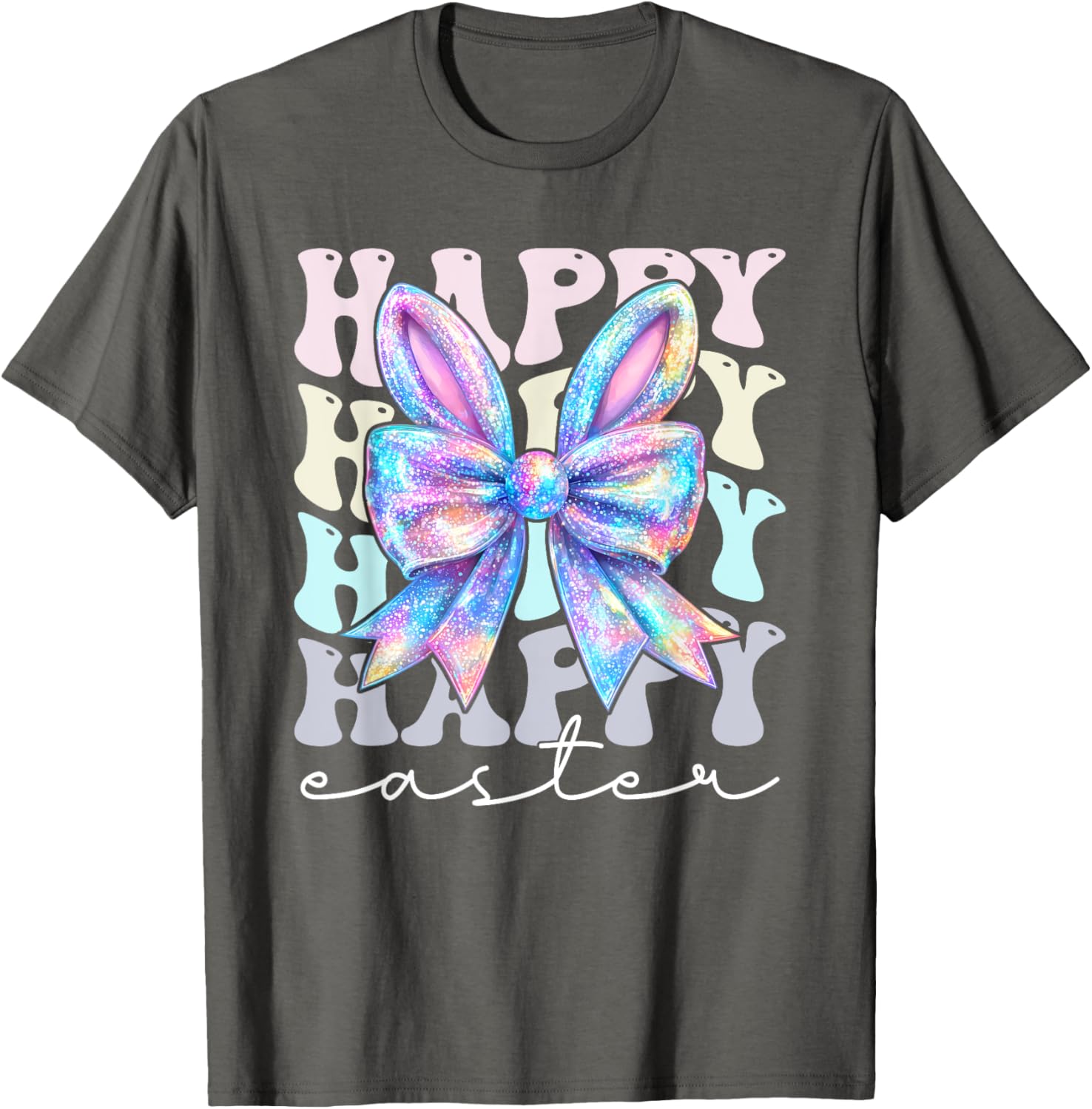 Cute Bunny Rabbit Coquette Bow Happy Easter Day Women Girls T-Shirt