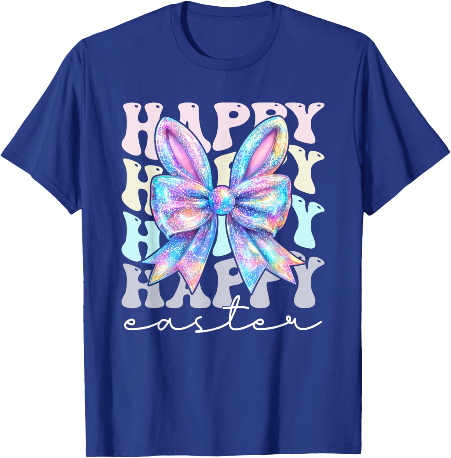 Cute Bunny Rabbit Coquette Bow Happy Easter Day Women Girls T-Shirt