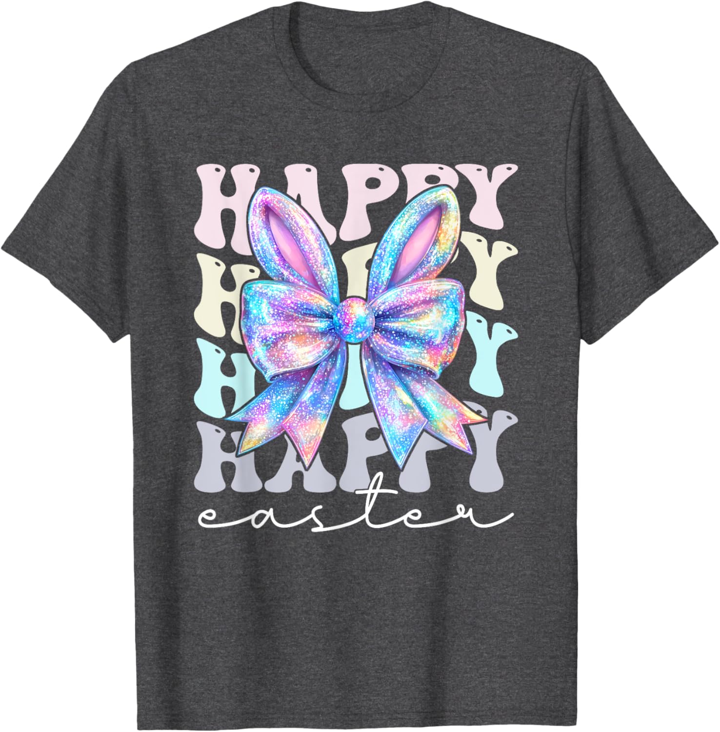 Cute Bunny Rabbit Coquette Bow Happy Easter Day Women Girls T-Shirt