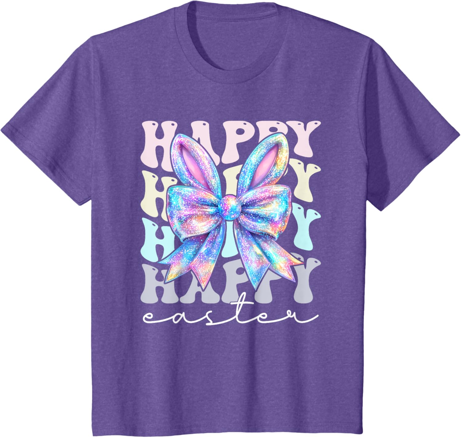 Cute Bunny Rabbit Coquette Bow Happy Easter Day Women Girls T-Shirt