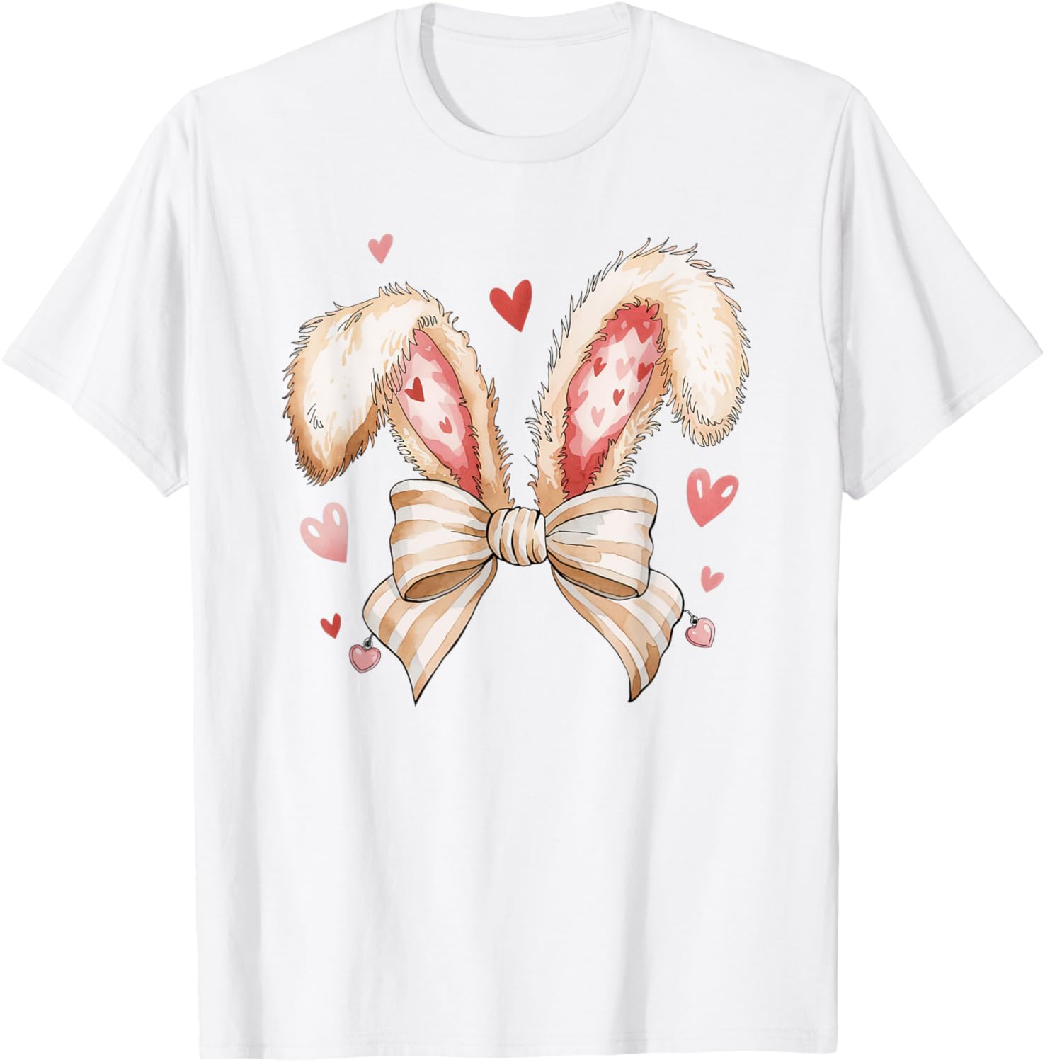 Cute Bunny Rabbit Coquette Easter Bow Bunny and Ears Easter T-Shirt