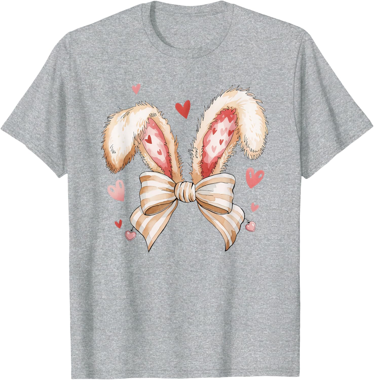 Cute Bunny Rabbit Coquette Easter Bow Bunny and Ears Easter T-Shirt