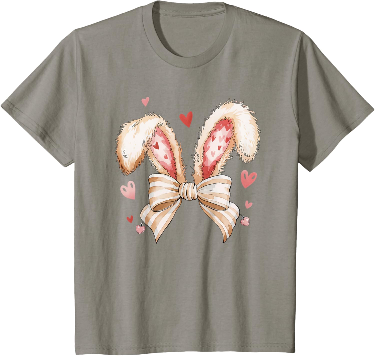 Cute Bunny Rabbit Coquette Easter Bow Bunny and Ears Easter T-Shirt