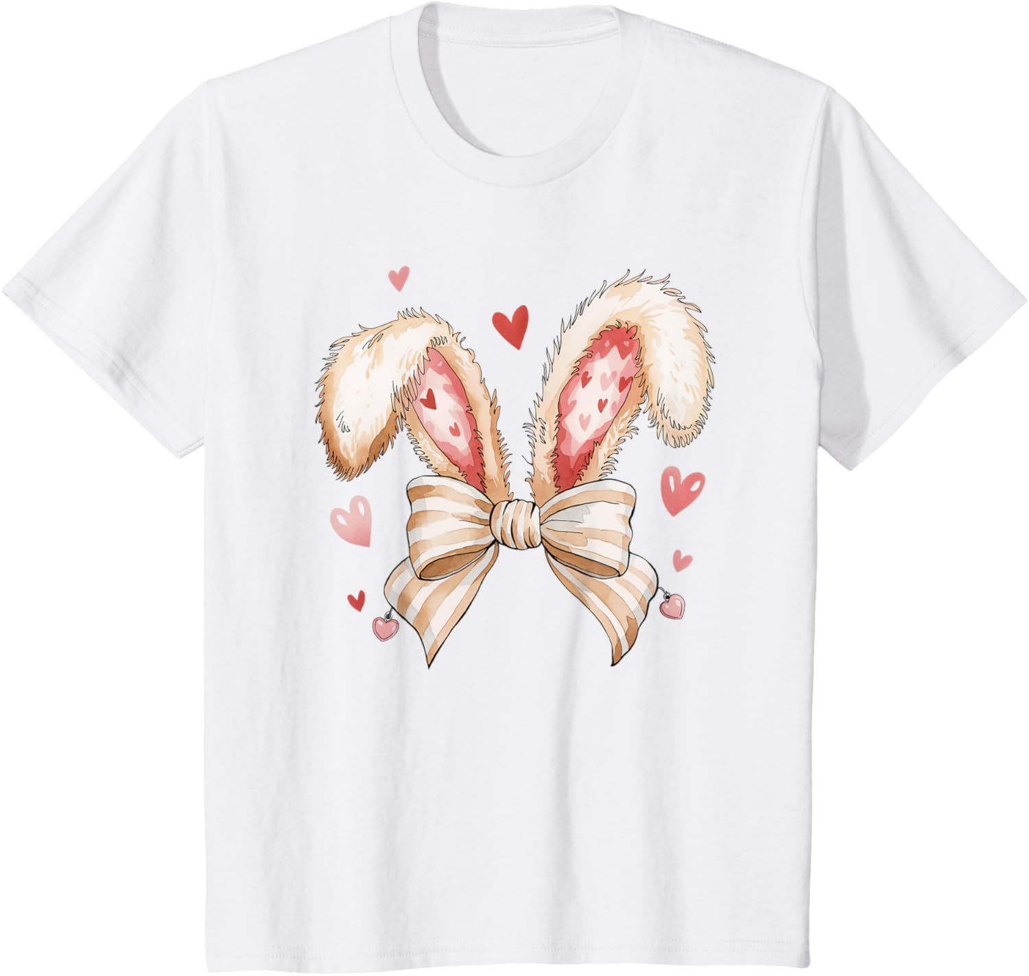 Cute Bunny Rabbit Coquette Easter Bow Bunny and Ears Easter T-Shirt