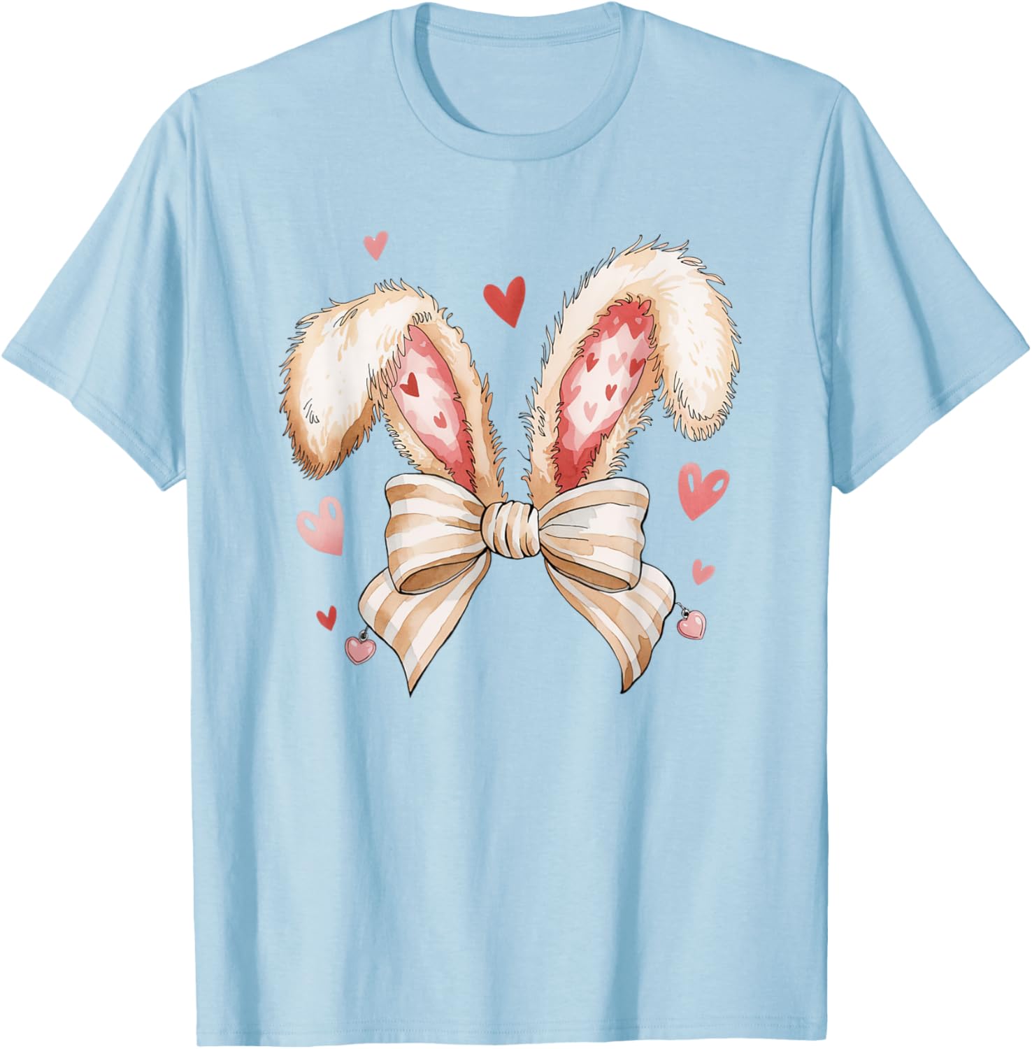 Cute Bunny Rabbit Coquette Easter Bow Bunny and Ears Easter T-Shirt