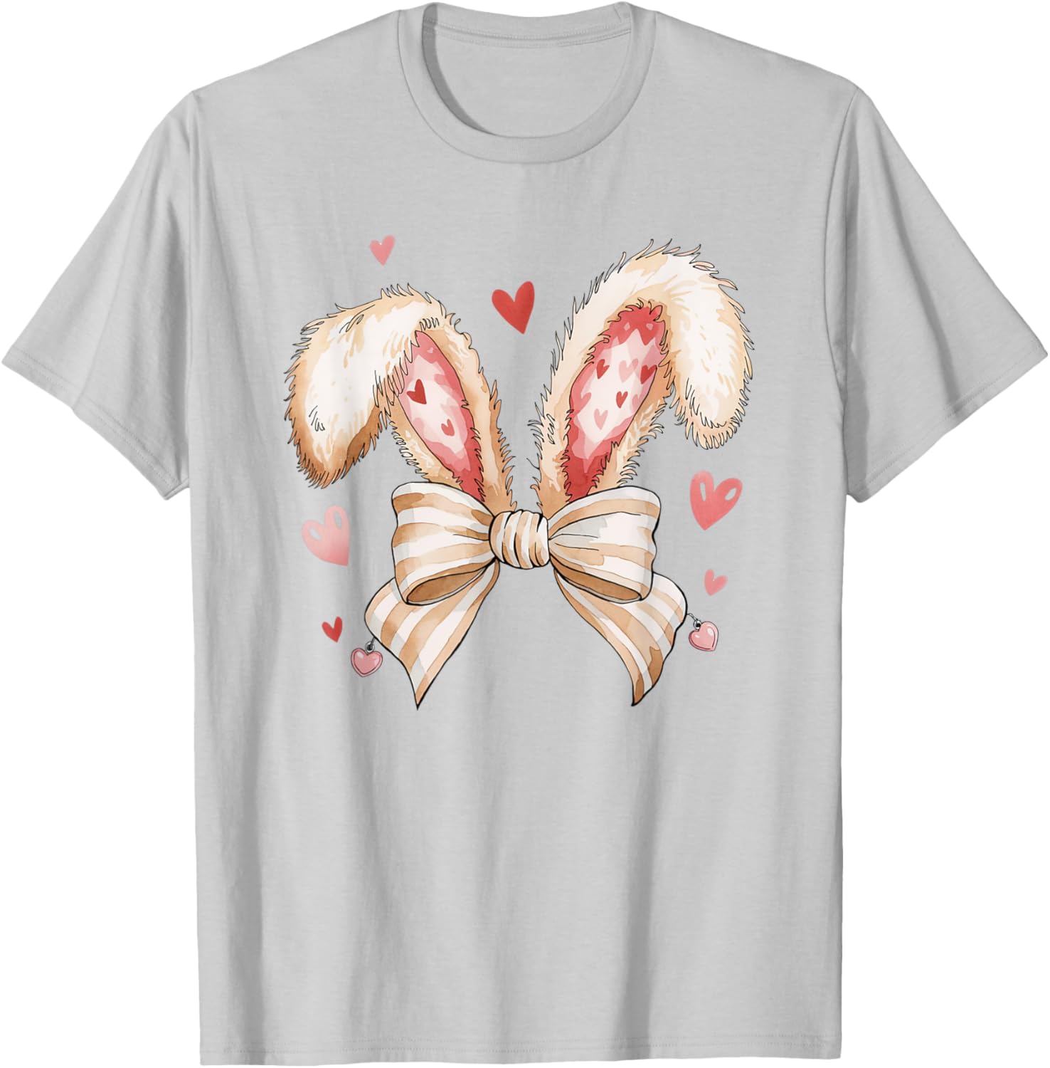 Cute Bunny Rabbit Coquette Easter Bow Bunny and Ears Easter T-Shirt