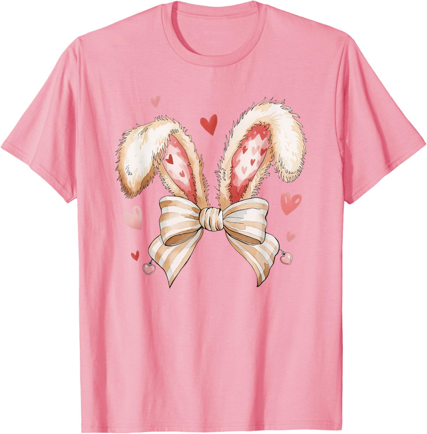 Cute Bunny Rabbit Coquette Easter Bow Bunny and Ears Easter T-Shirt