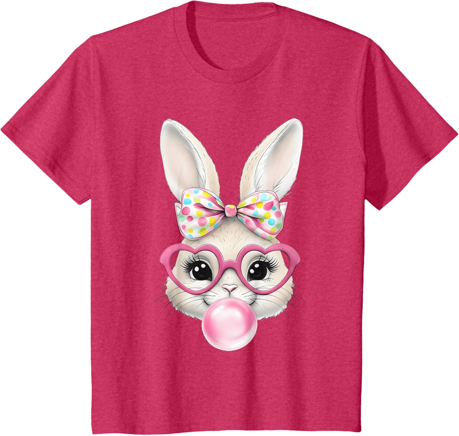 Cute Bunny Rabbit Face Coquette Bow Easter Day Girls Women T-Shirt