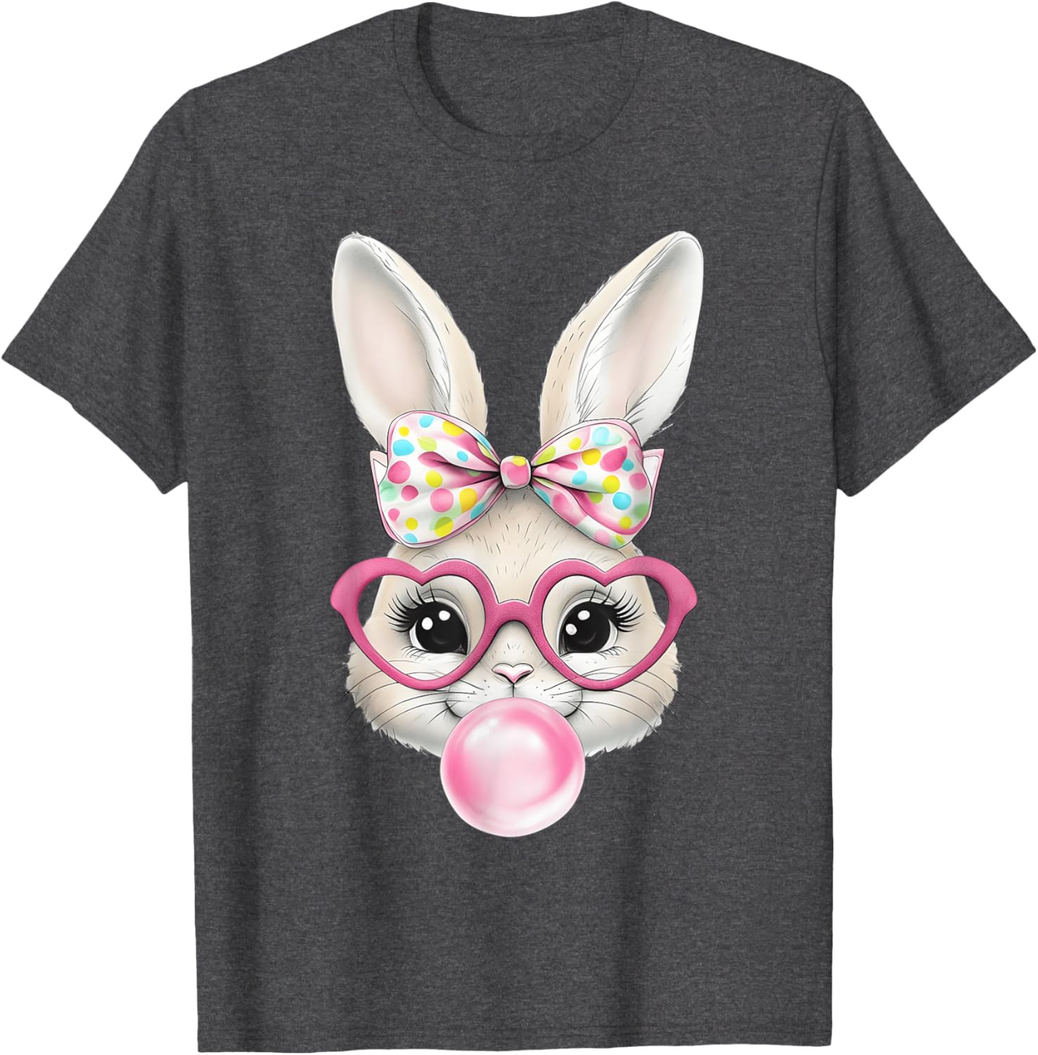 Cute Bunny Rabbit Face Coquette Bow Easter Day Girls Women T-Shirt