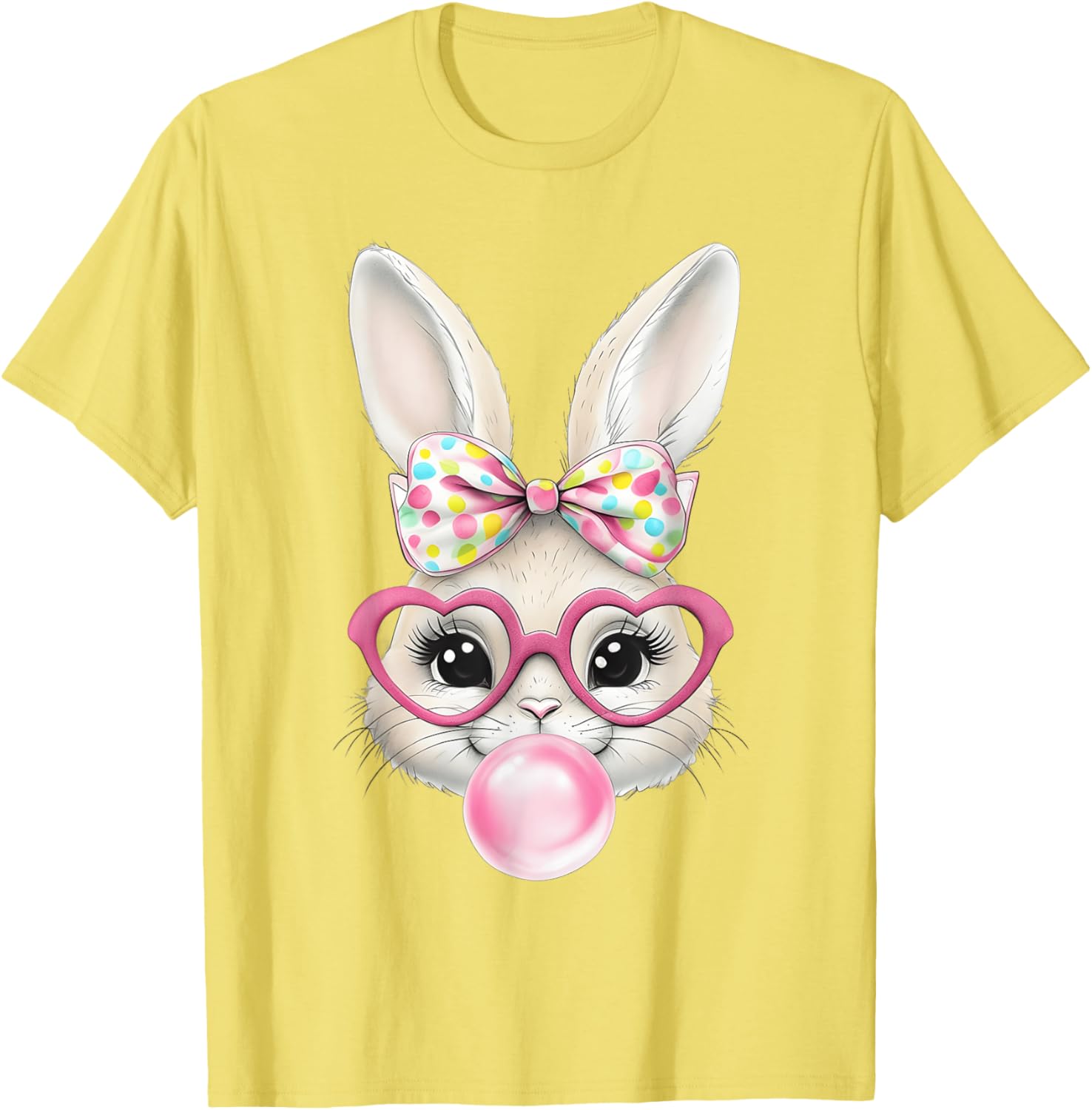 Cute Bunny Rabbit Face Coquette Bow Easter Day Girls Women T-Shirt