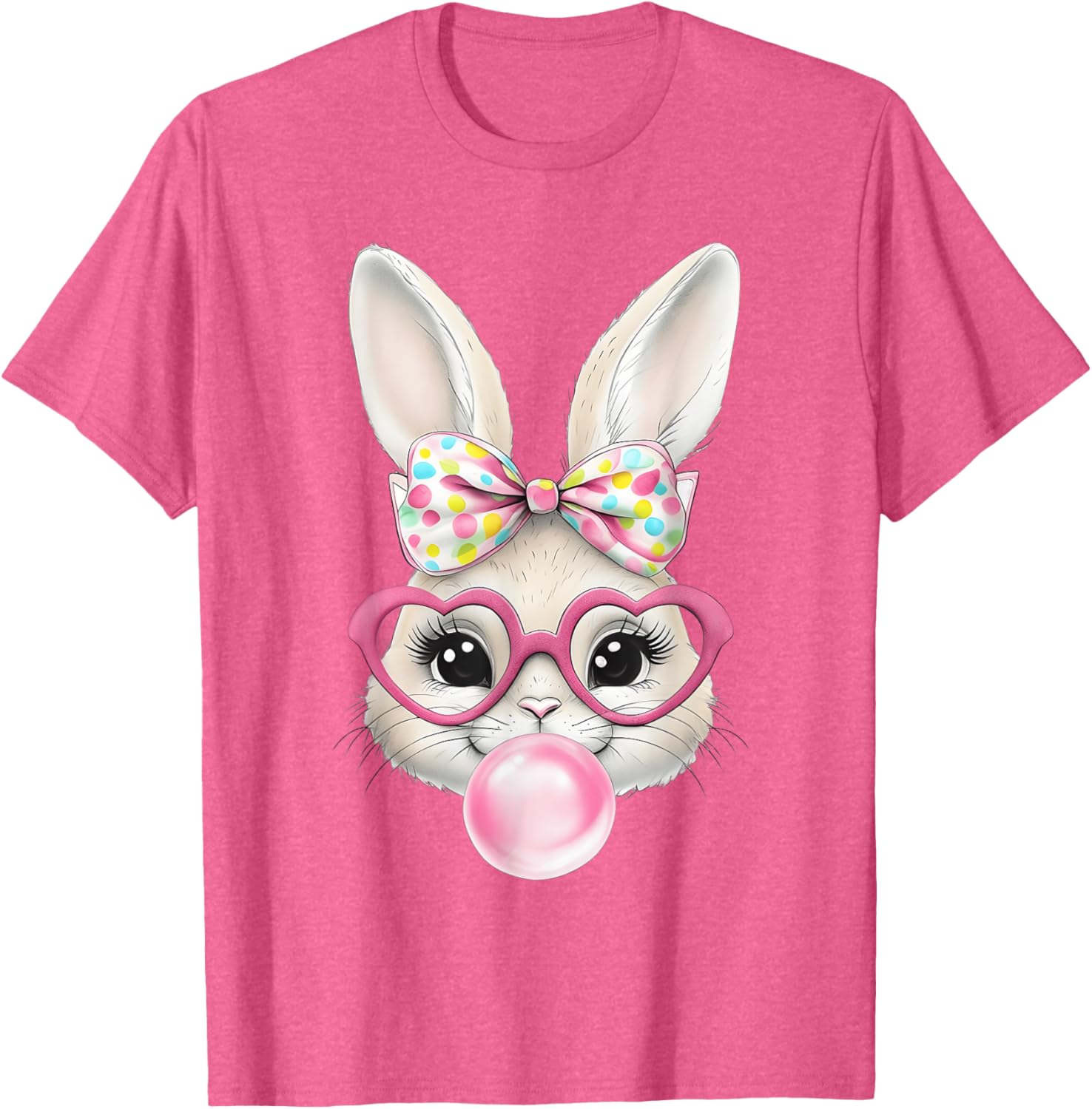 Cute Bunny Rabbit Face Coquette Bow Easter Day Girls Women T-Shirt