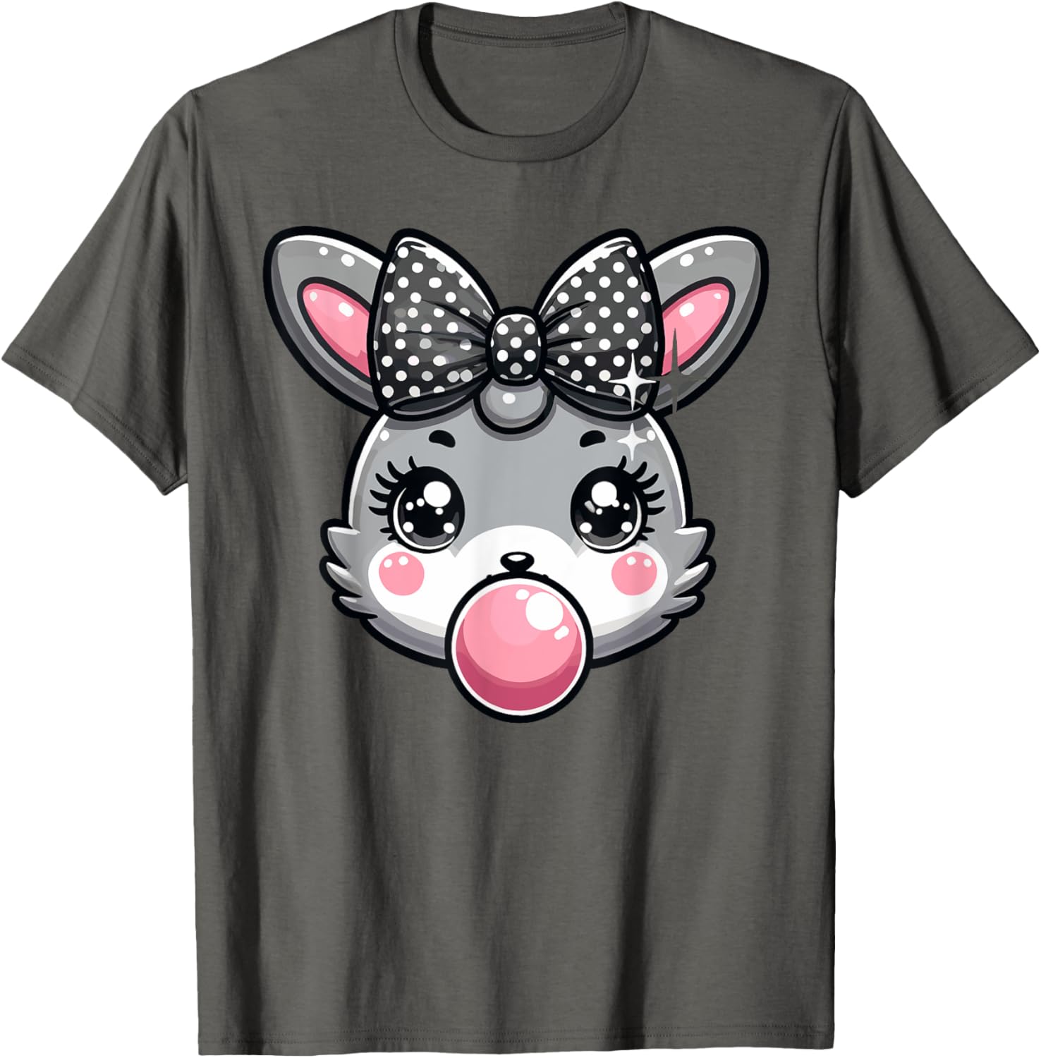 Cute Bunny Rabbit Face Coquette Bow Easter Day Girls Women T-Shirt