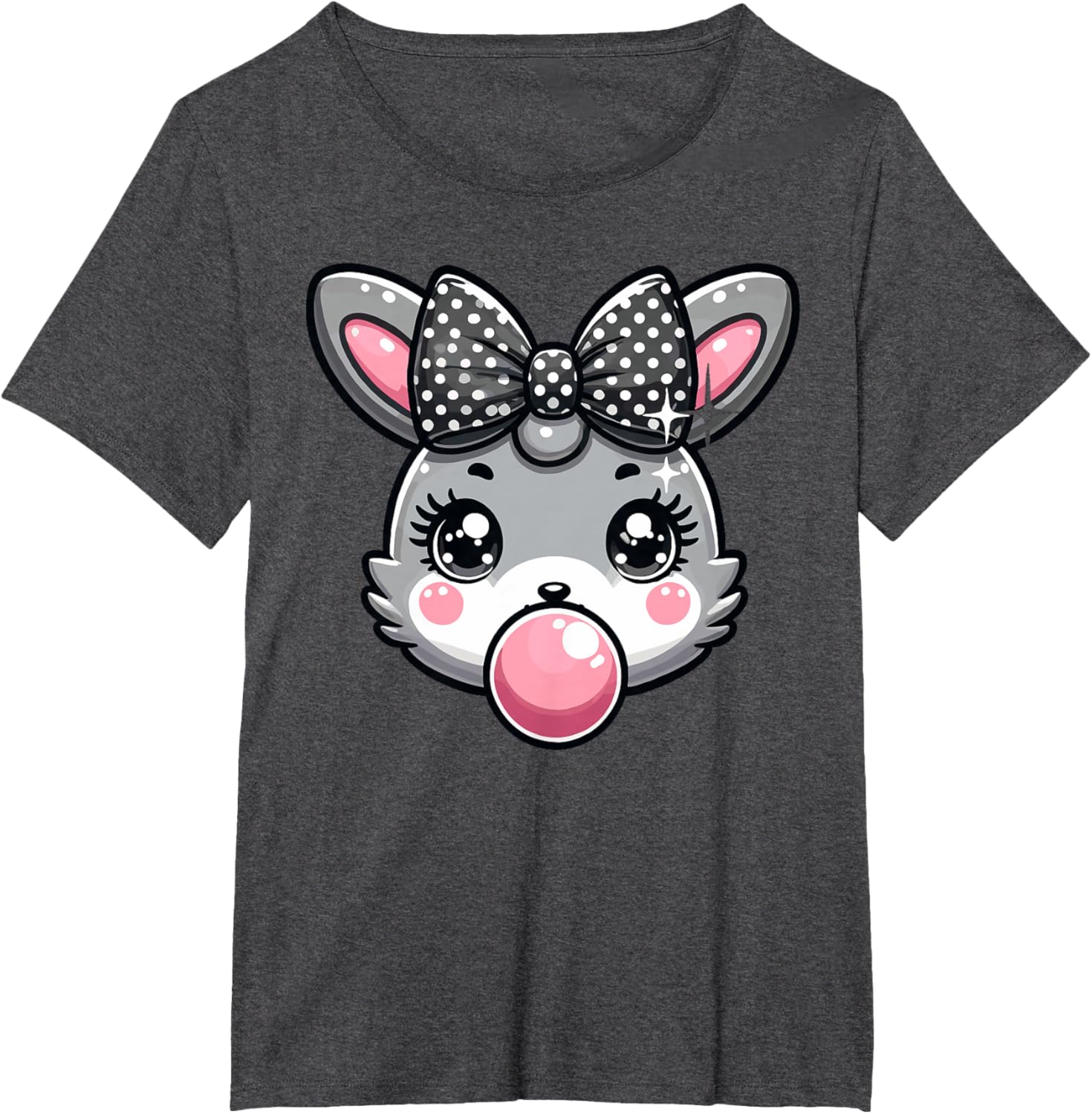 Cute Bunny Rabbit Face Coquette Bow Easter Day Girls Women T-Shirt