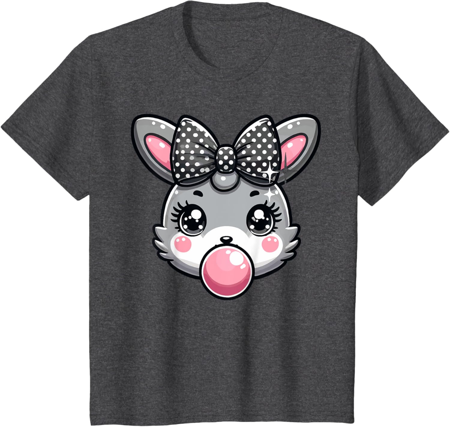 Cute Bunny Rabbit Face Coquette Bow Easter Day Girls Women T-Shirt