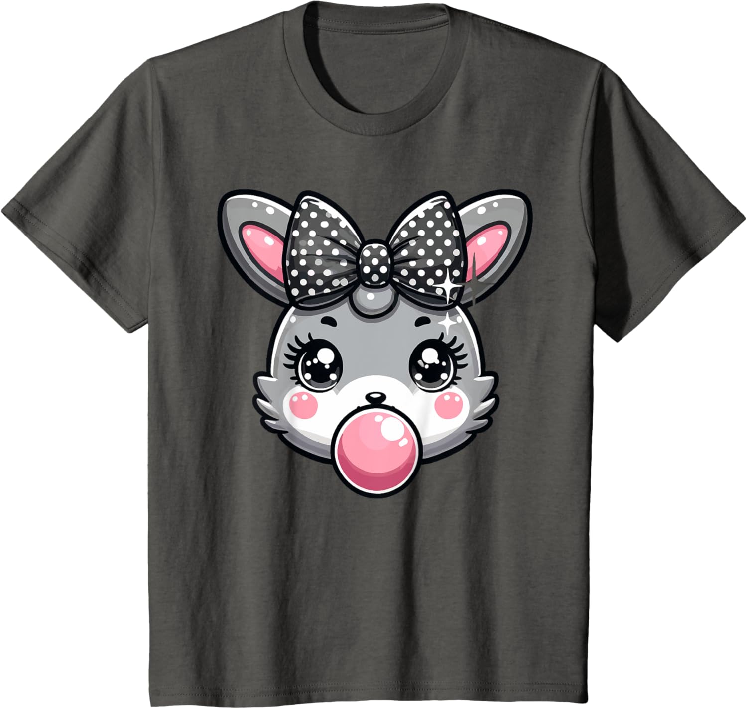 Cute Bunny Rabbit Face Coquette Bow Easter Day Girls Women T-Shirt