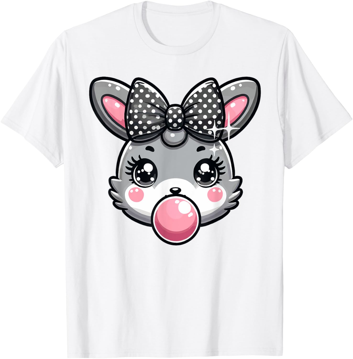 Cute Bunny Rabbit Face Coquette Bow Easter Day Girls Women T-Shirt