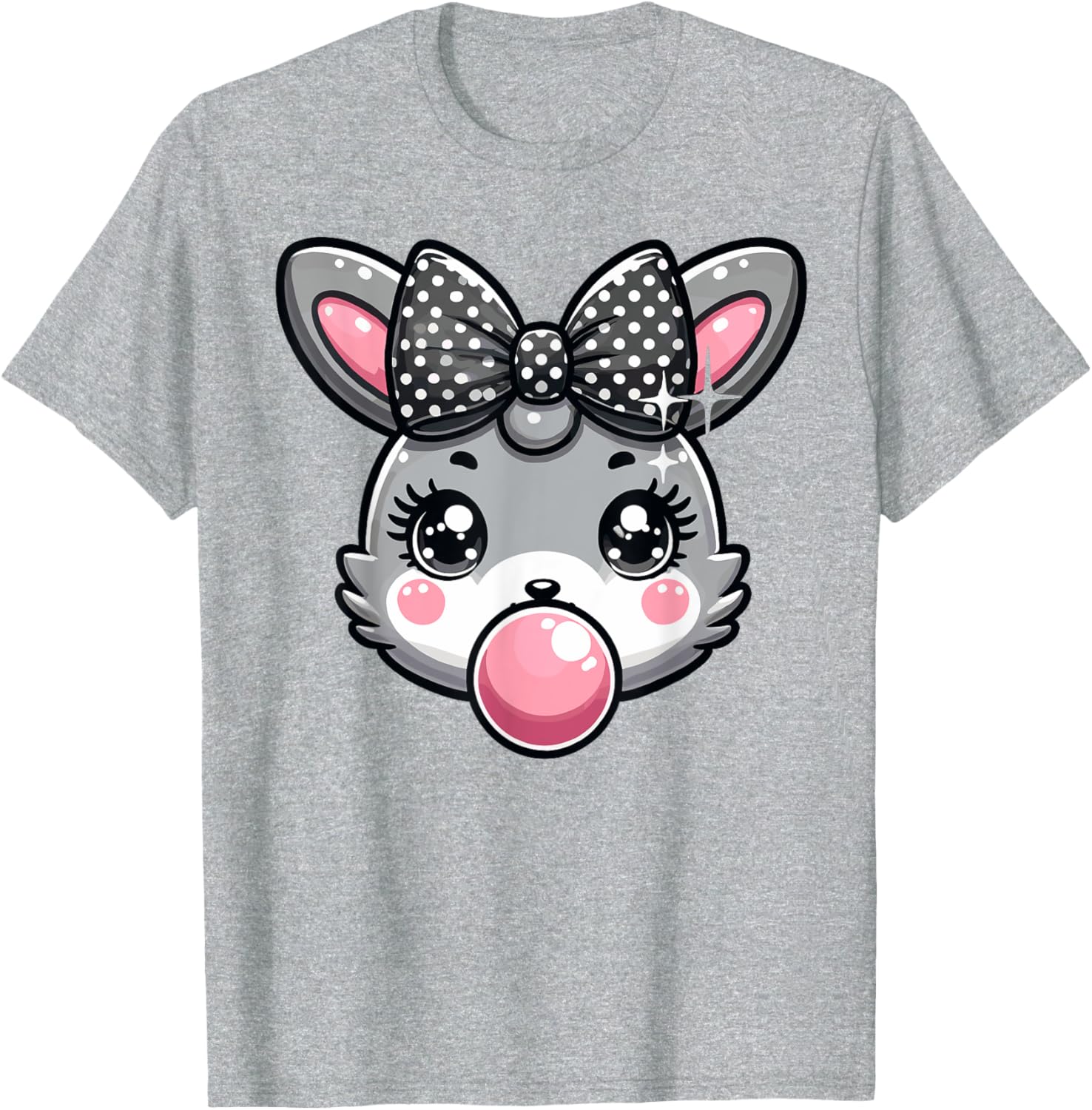 Cute Bunny Rabbit Face Coquette Bow Easter Day Girls Women T-Shirt