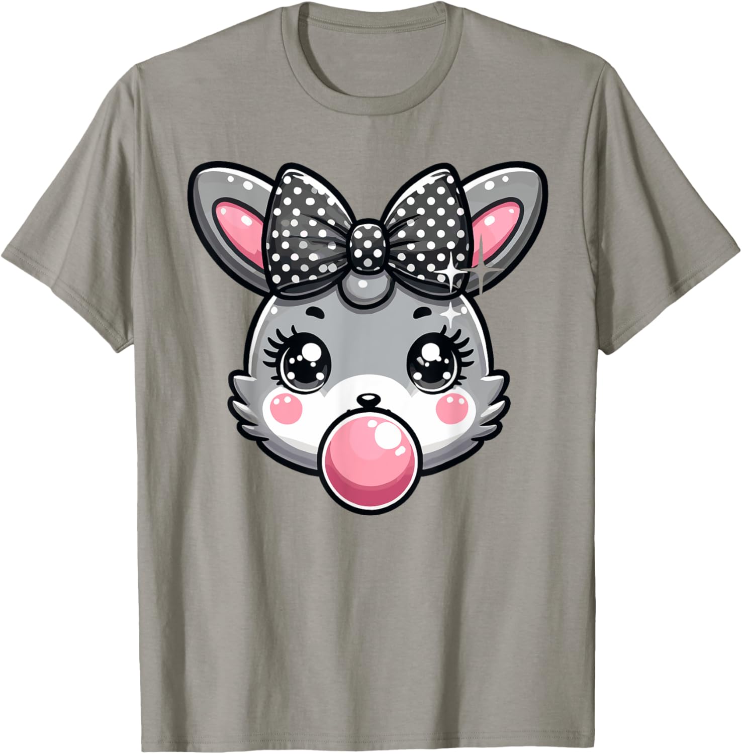 Cute Bunny Rabbit Face Coquette Bow Easter Day Girls Women T-Shirt