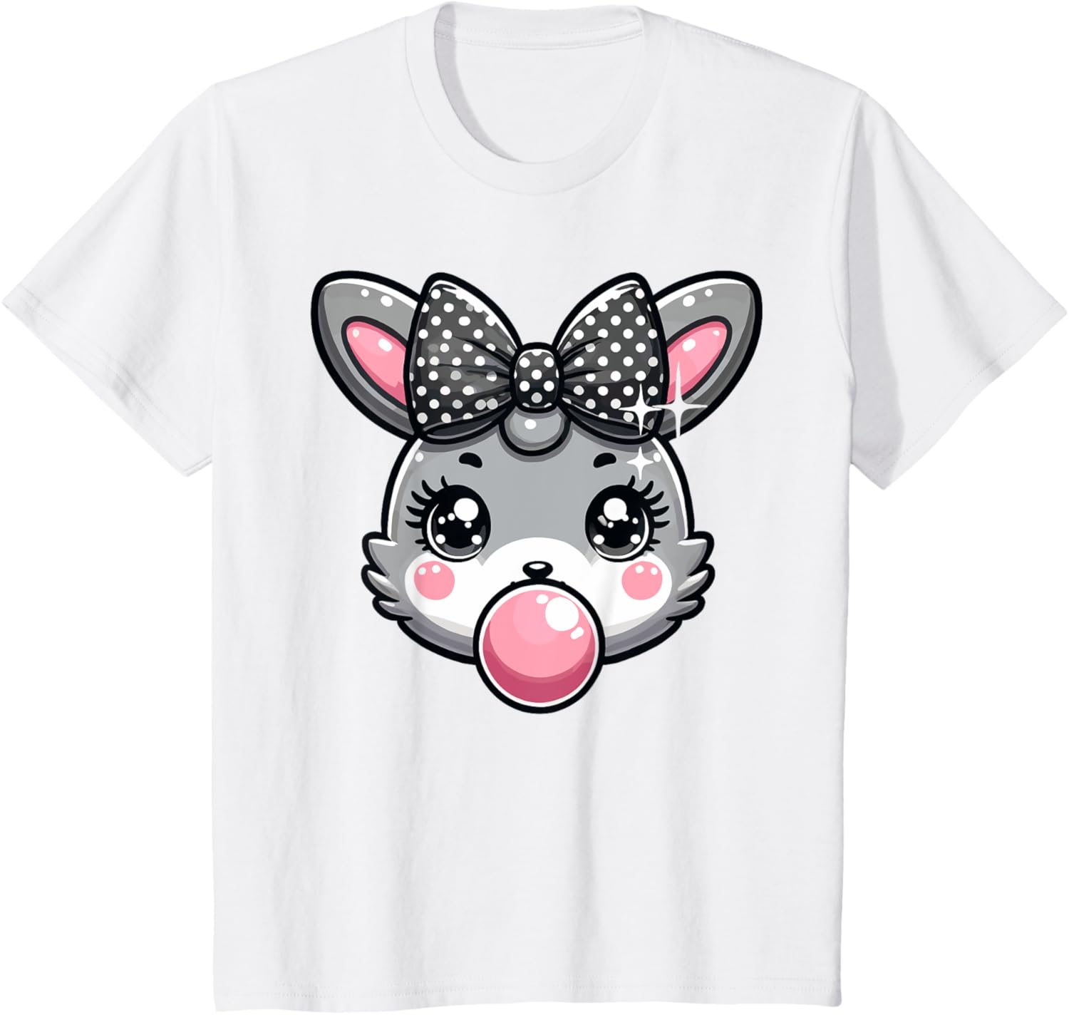 Cute Bunny Rabbit Face Coquette Bow Easter Day Girls Women T-Shirt