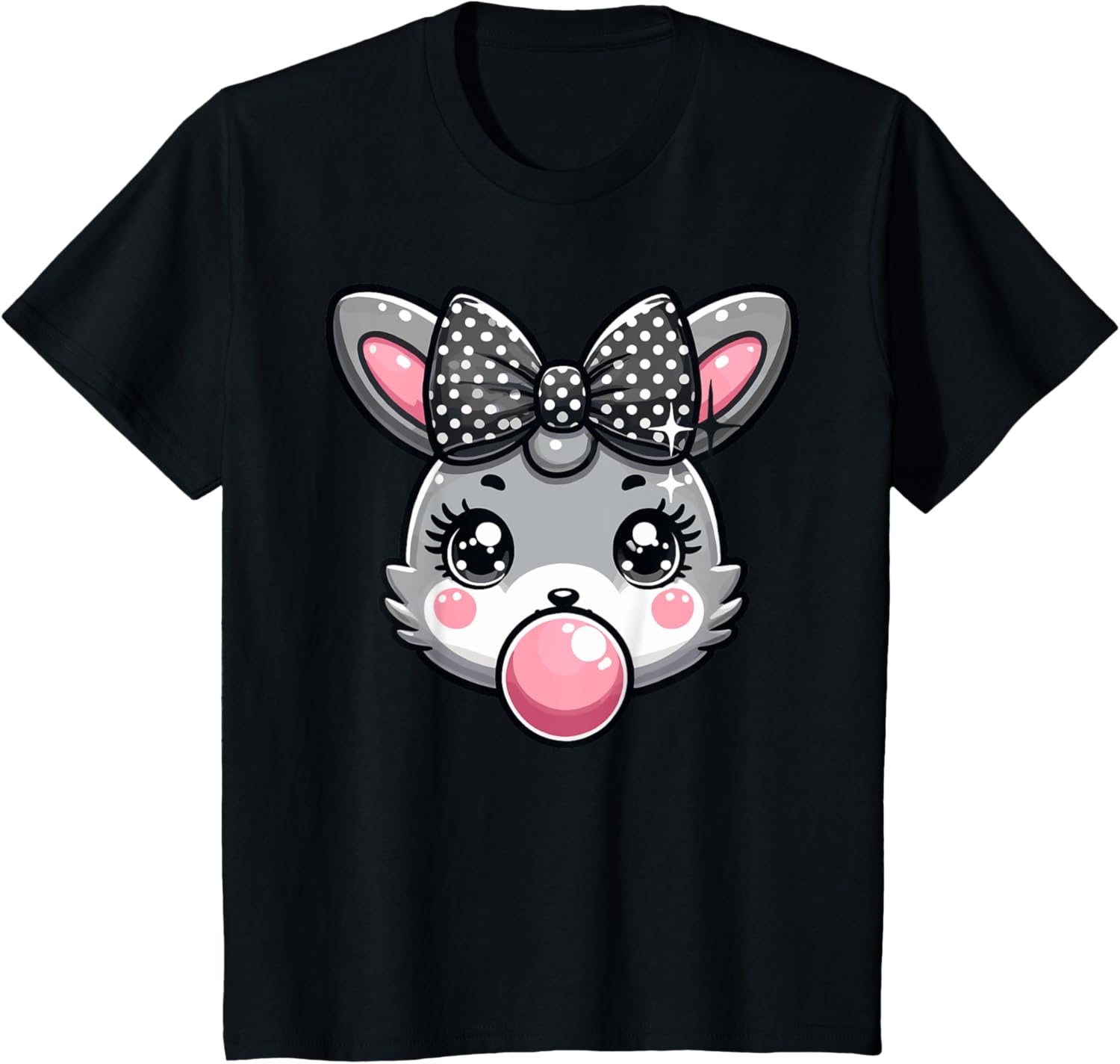 Cute Bunny Rabbit Face Coquette Bow Easter Day Girls Women T-Shirt