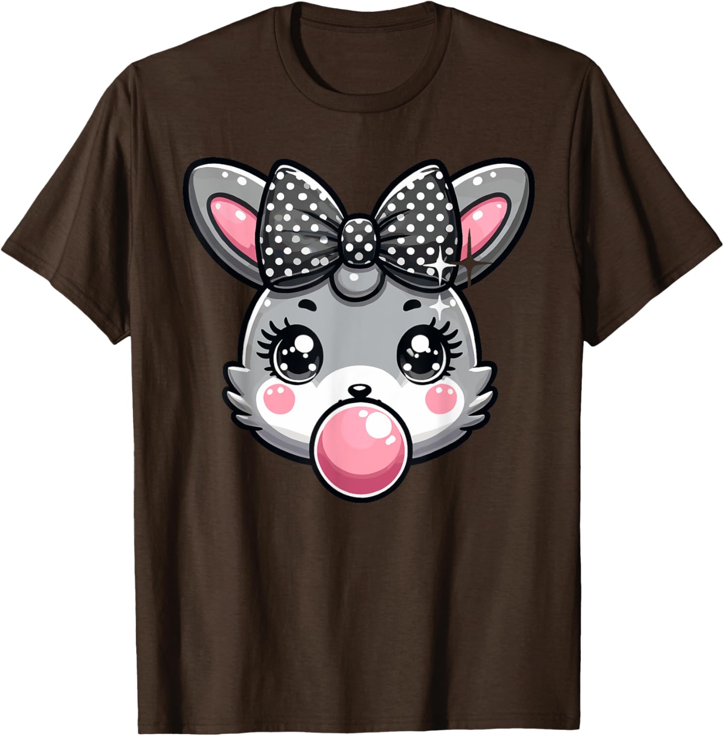 Cute Bunny Rabbit Face Coquette Bow Easter Day Girls Women T-Shirt