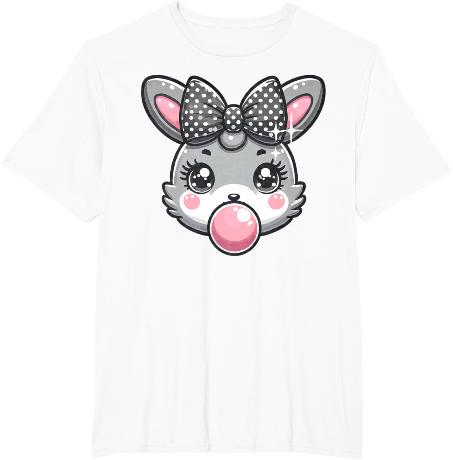 Cute Bunny Rabbit Face Coquette Bow Easter Day Girls Women T-Shirt