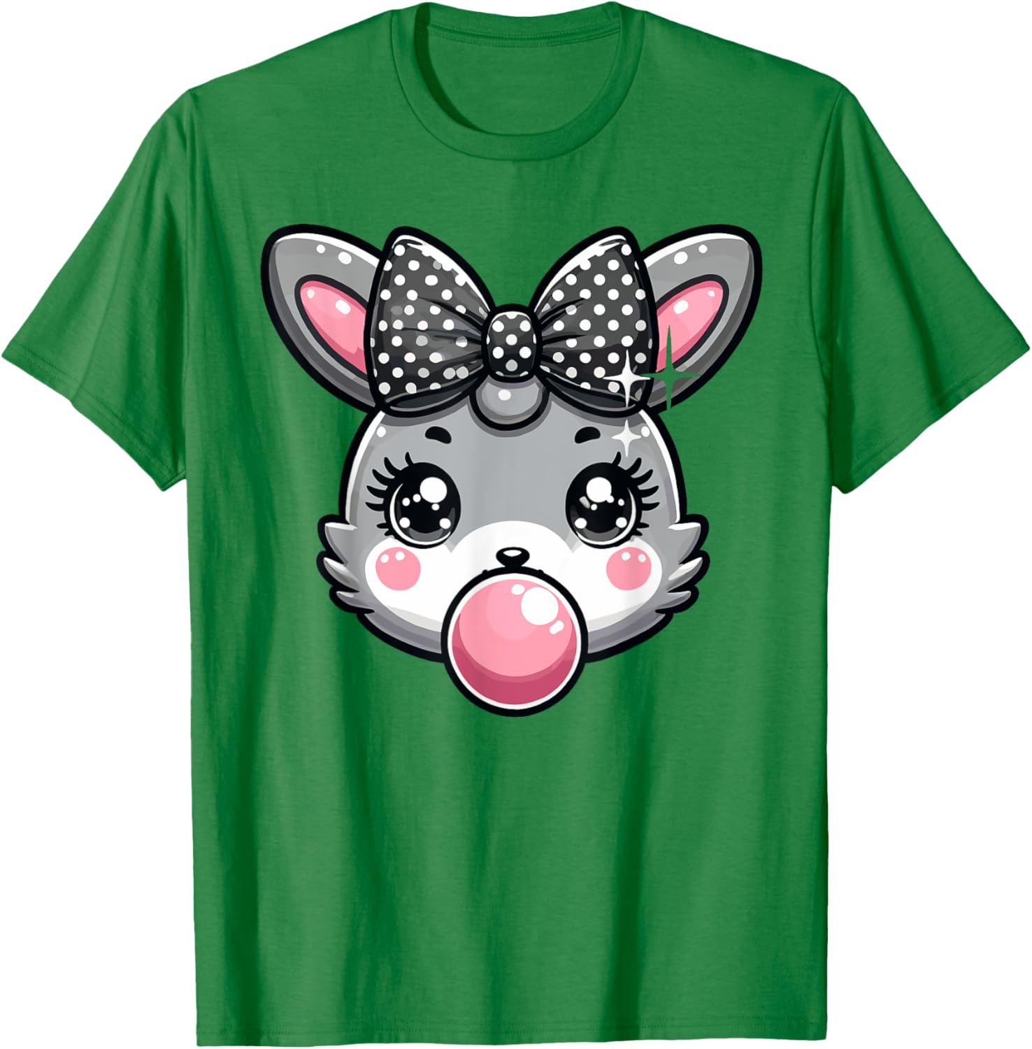 Cute Bunny Rabbit Face Coquette Bow Easter Day Girls Women T-Shirt