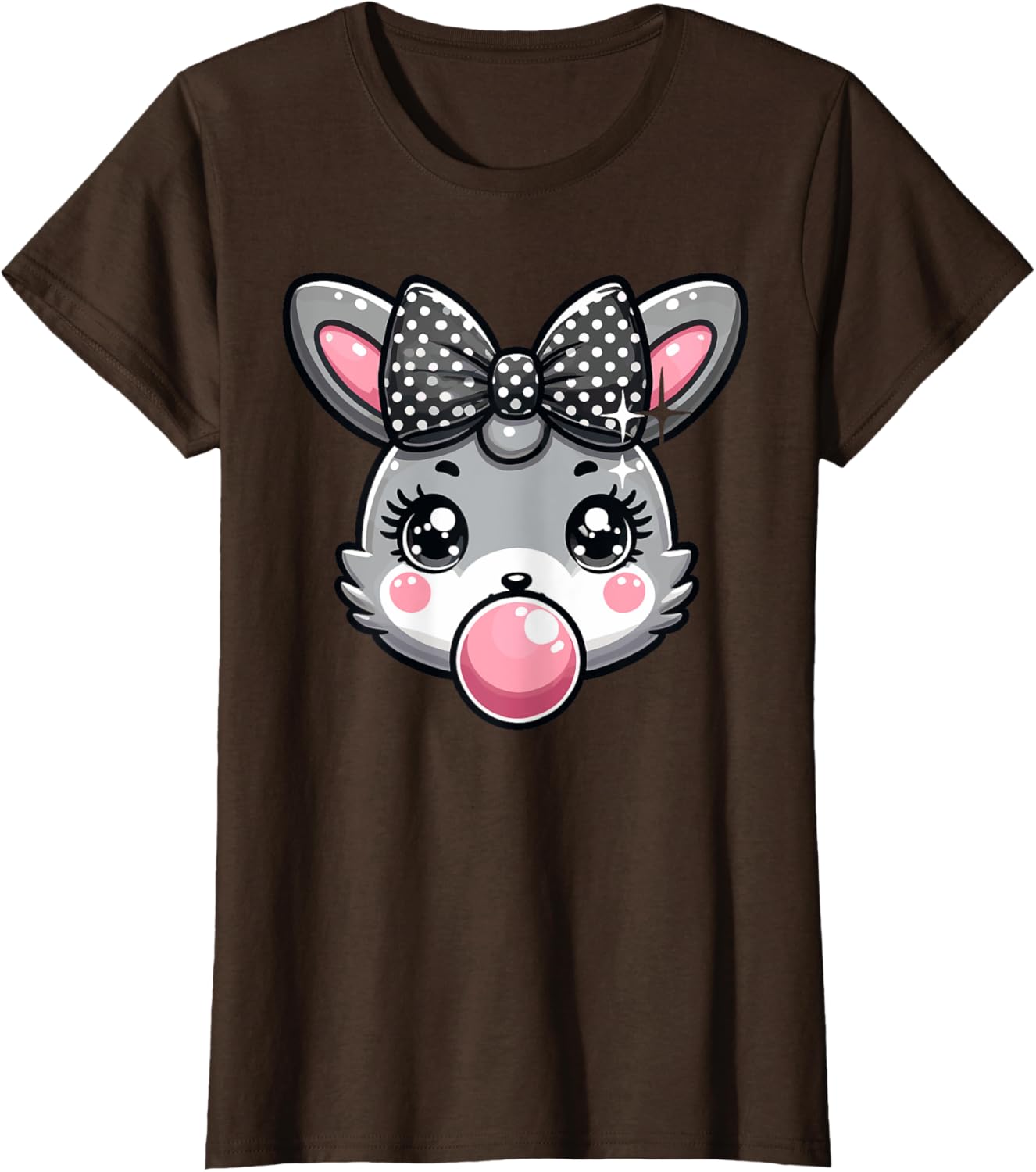 Cute Bunny Rabbit Face Coquette Bow Easter Day Girls Women T-Shirt