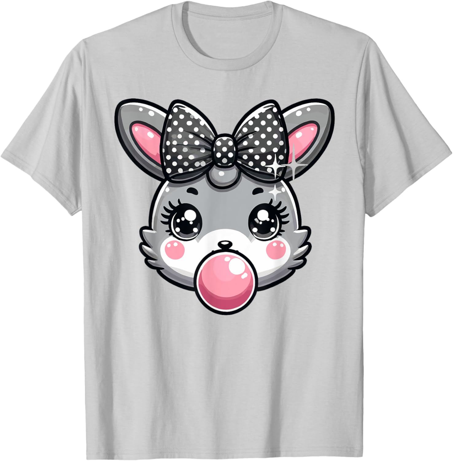 Cute Bunny Rabbit Face Coquette Bow Easter Day Girls Women T-Shirt