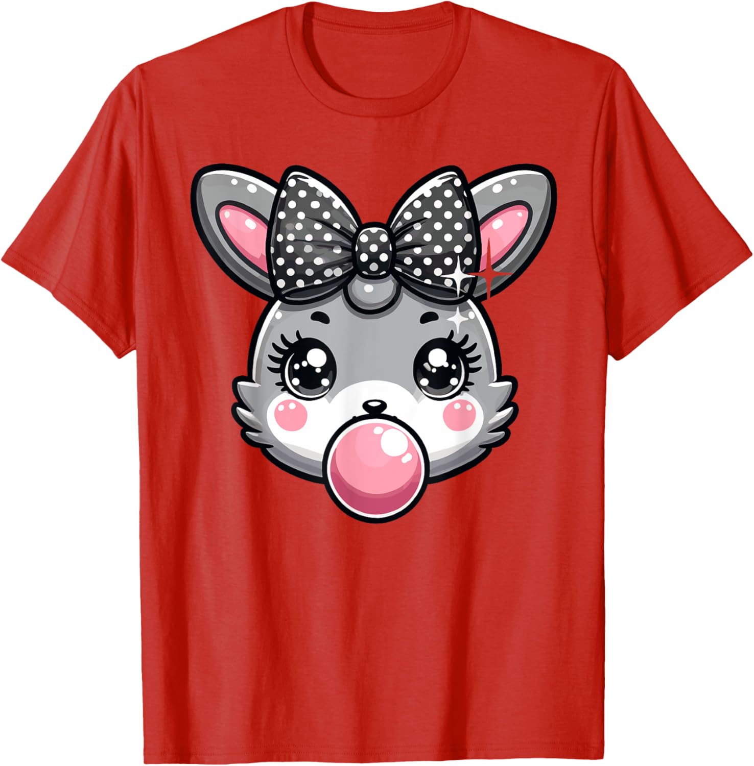 Cute Bunny Rabbit Face Coquette Bow Easter Day Girls Women T-Shirt