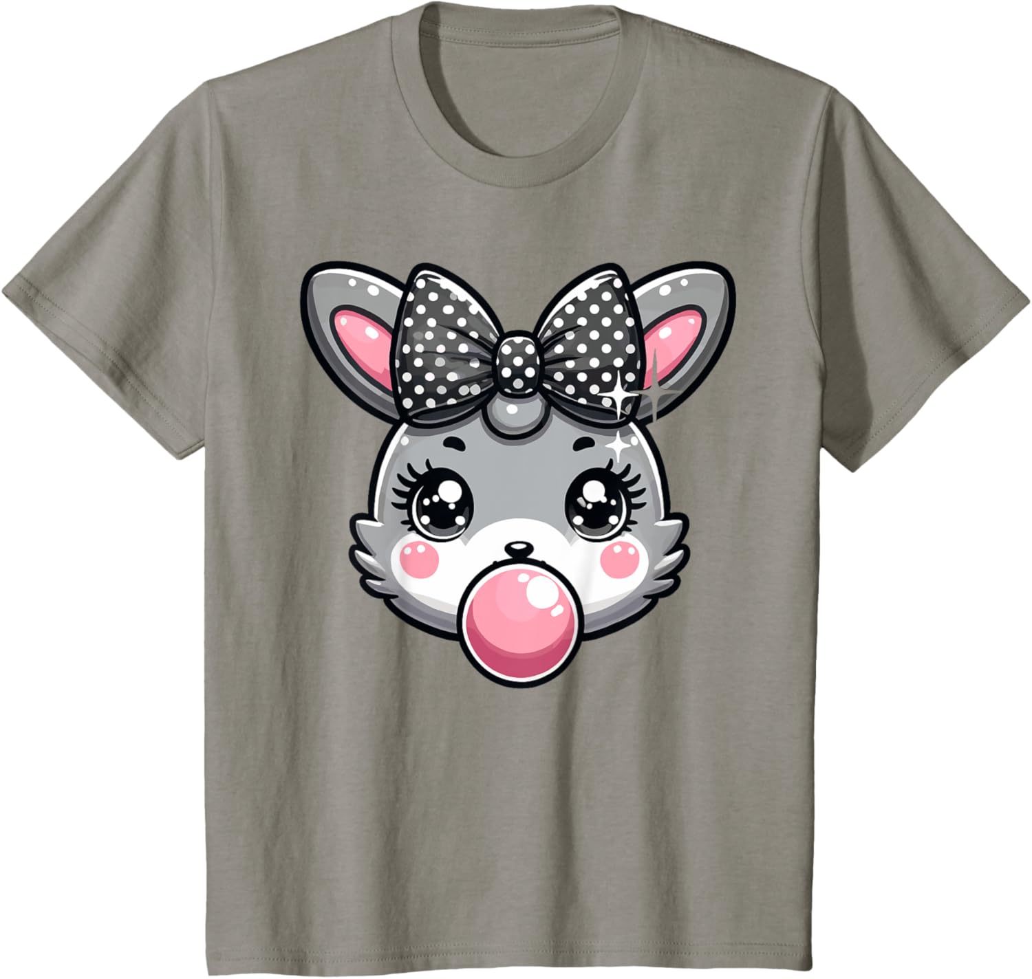 Cute Bunny Rabbit Face Coquette Bow Easter Day Girls Women T-Shirt