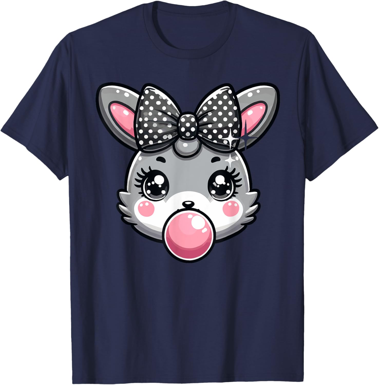 Cute Bunny Rabbit Face Coquette Bow Easter Day Girls Women T-Shirt